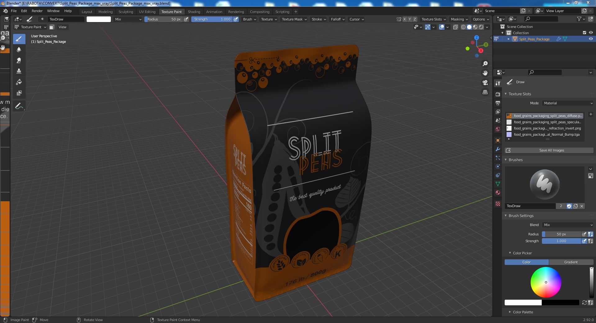 3D Split Peas Package model
