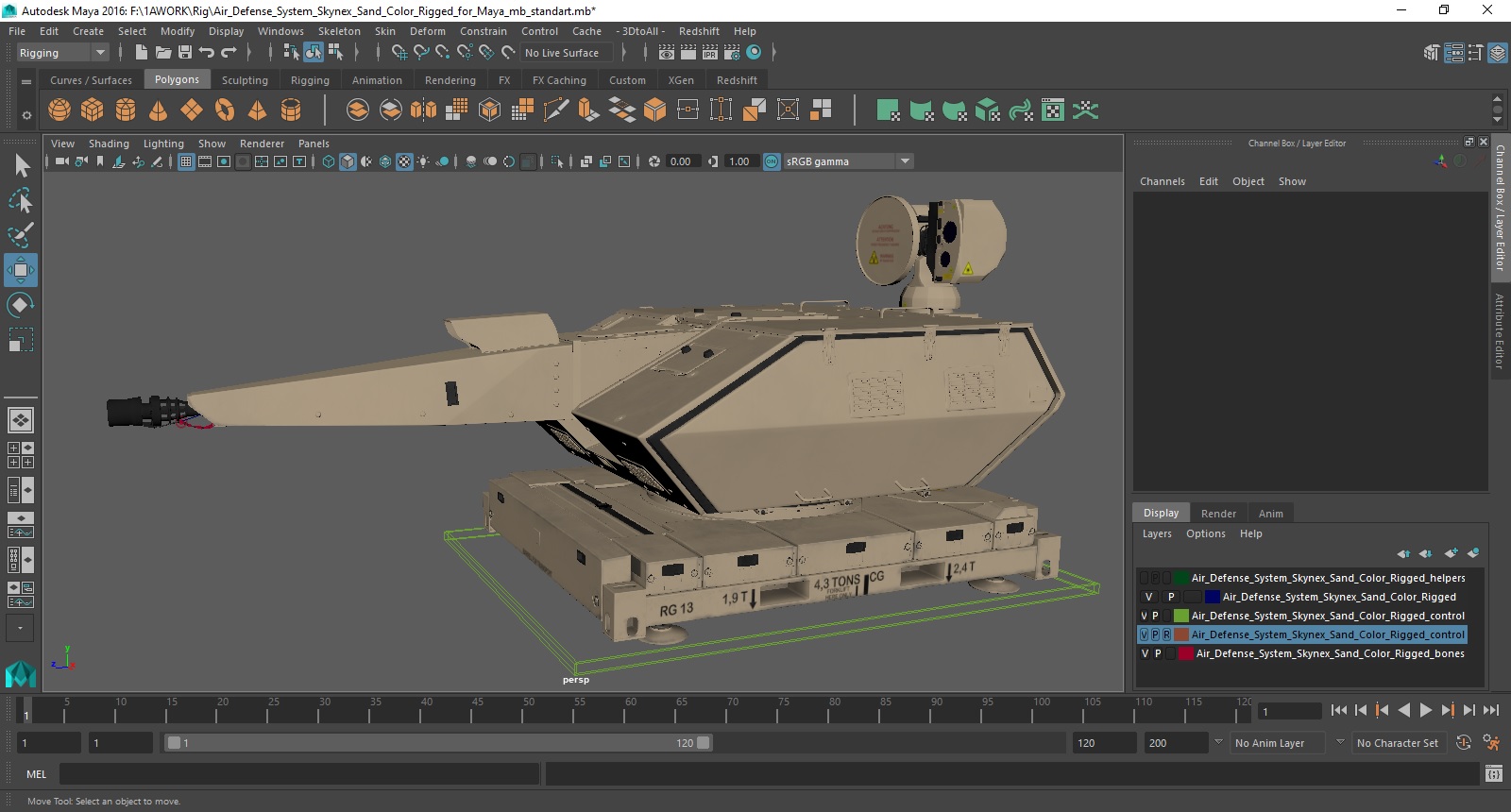 Air Defense System Skynex Sand Color Rigged for Maya 3D