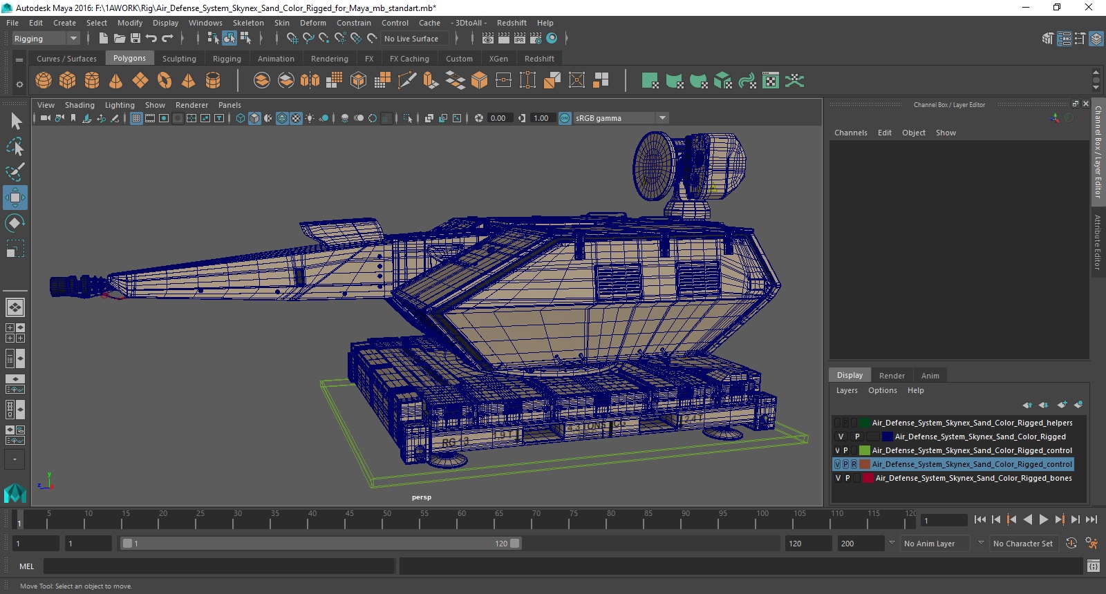 Air Defense System Skynex Sand Color Rigged for Maya 3D