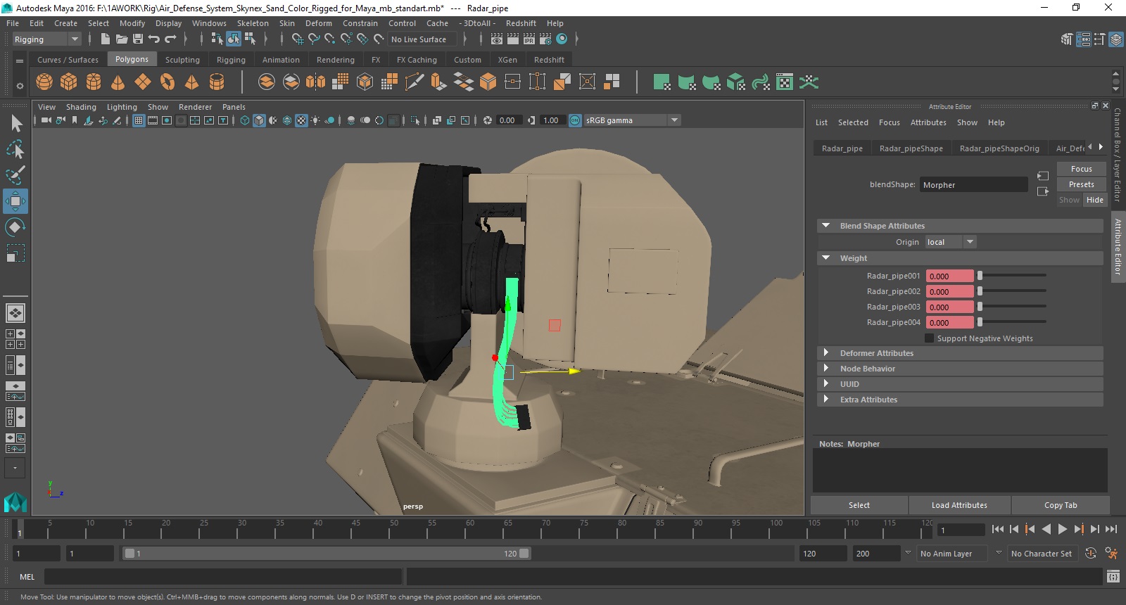 Air Defense System Skynex Sand Color Rigged for Maya 3D