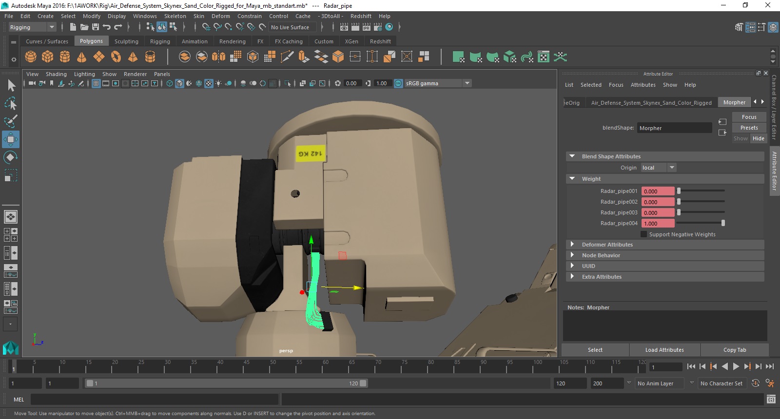 Air Defense System Skynex Sand Color Rigged for Maya 3D