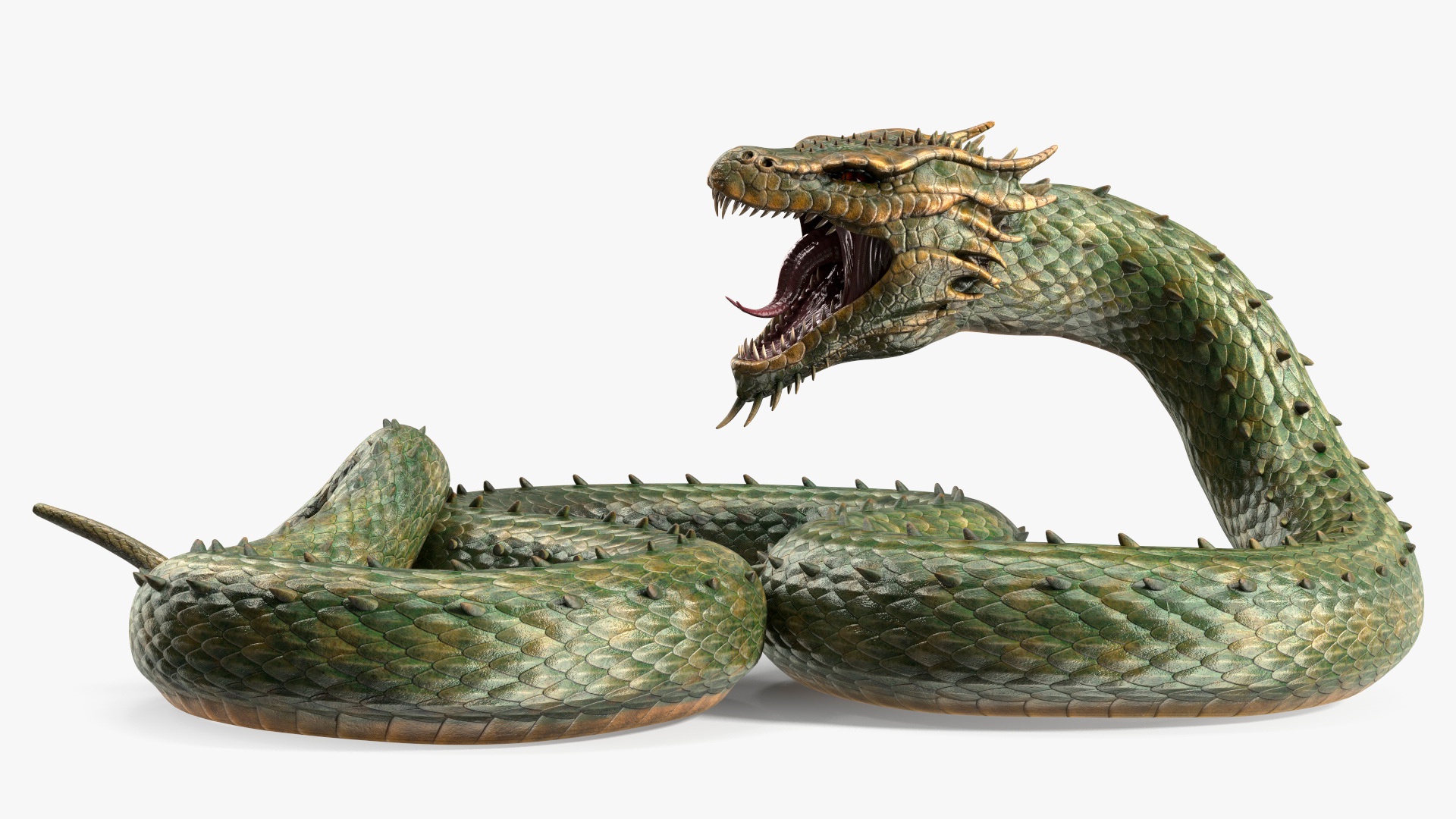 Mythical Serpentine Dragon Rigged for Cinema 4D 3D