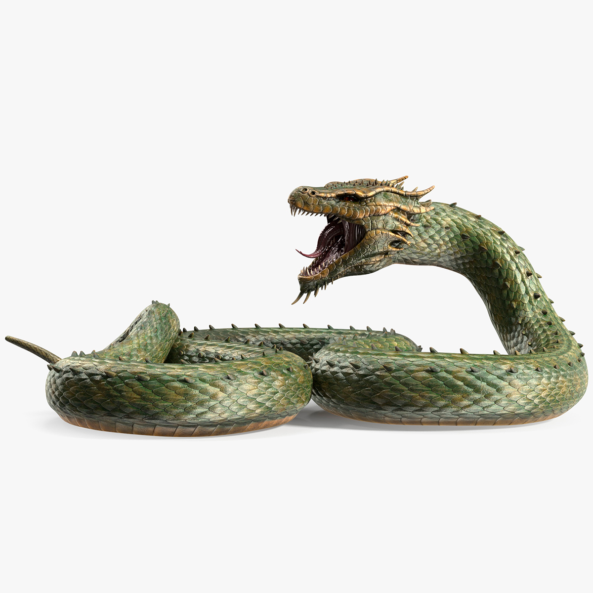 Mythical Serpentine Dragon Rigged for Cinema 4D 3D