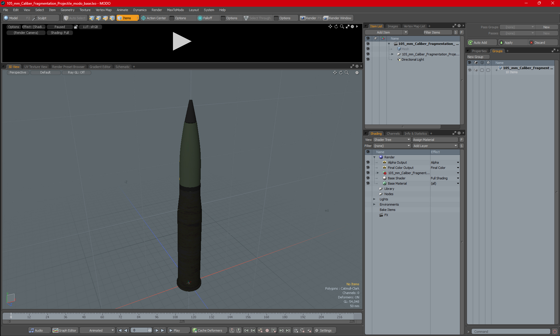 105 mm Caliber Fragmentation Projectile 3D model