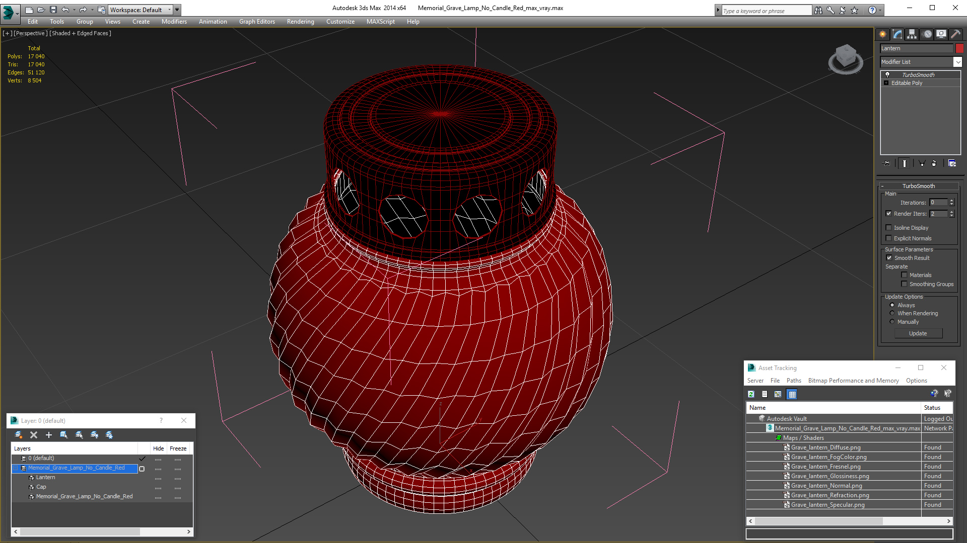 3D Memorial Grave Lamp No Candle Red model