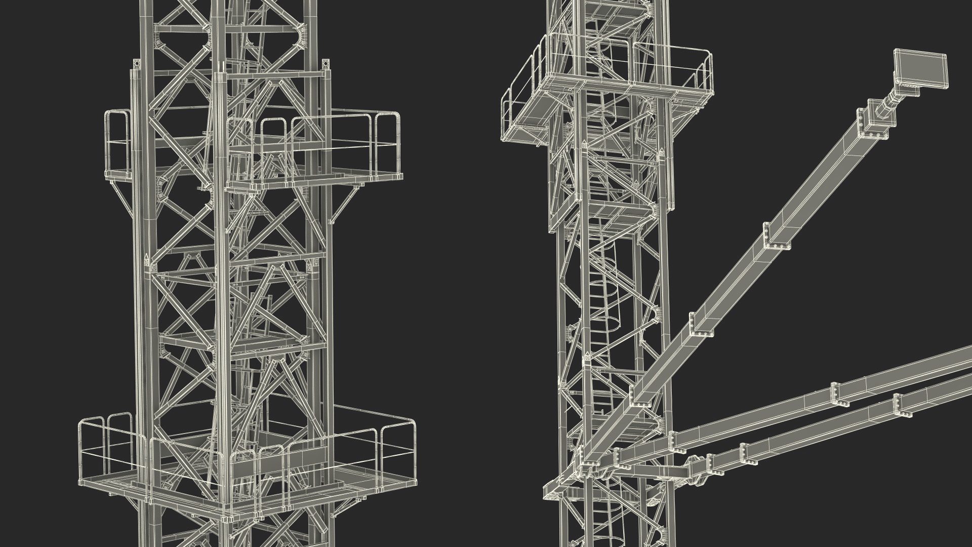 3D Potain MR 295 Tower Crane Rigged for Maya