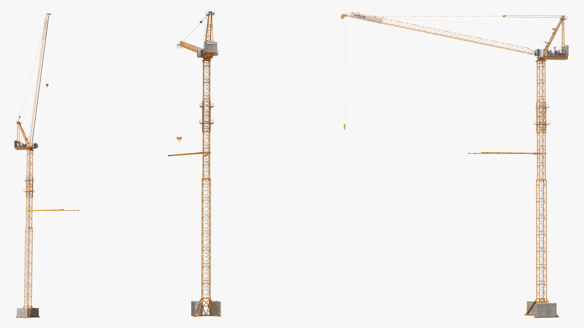 3D Potain MR 295 Tower Crane Rigged for Maya