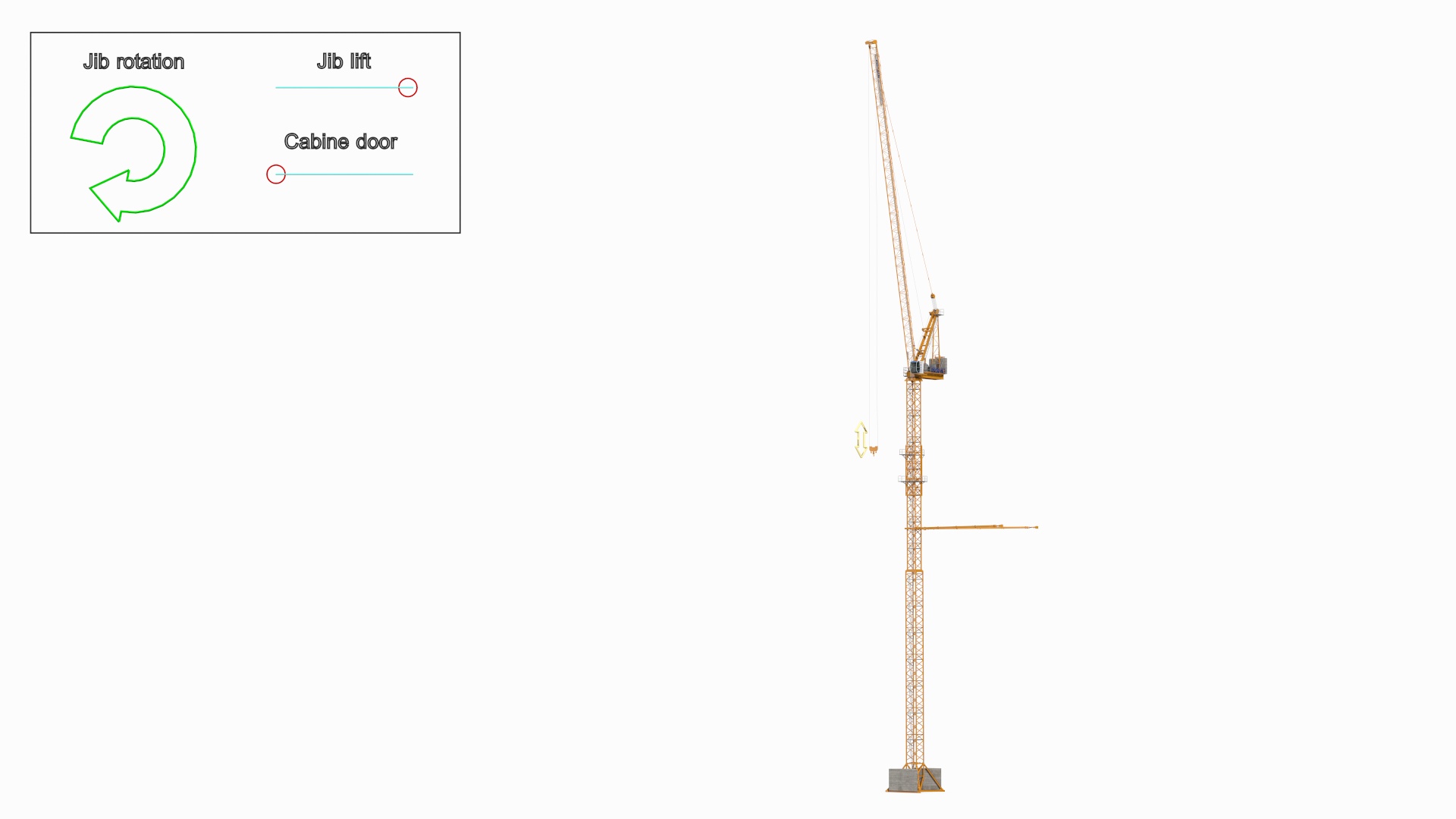 3D Potain MR 295 Tower Crane Rigged for Maya