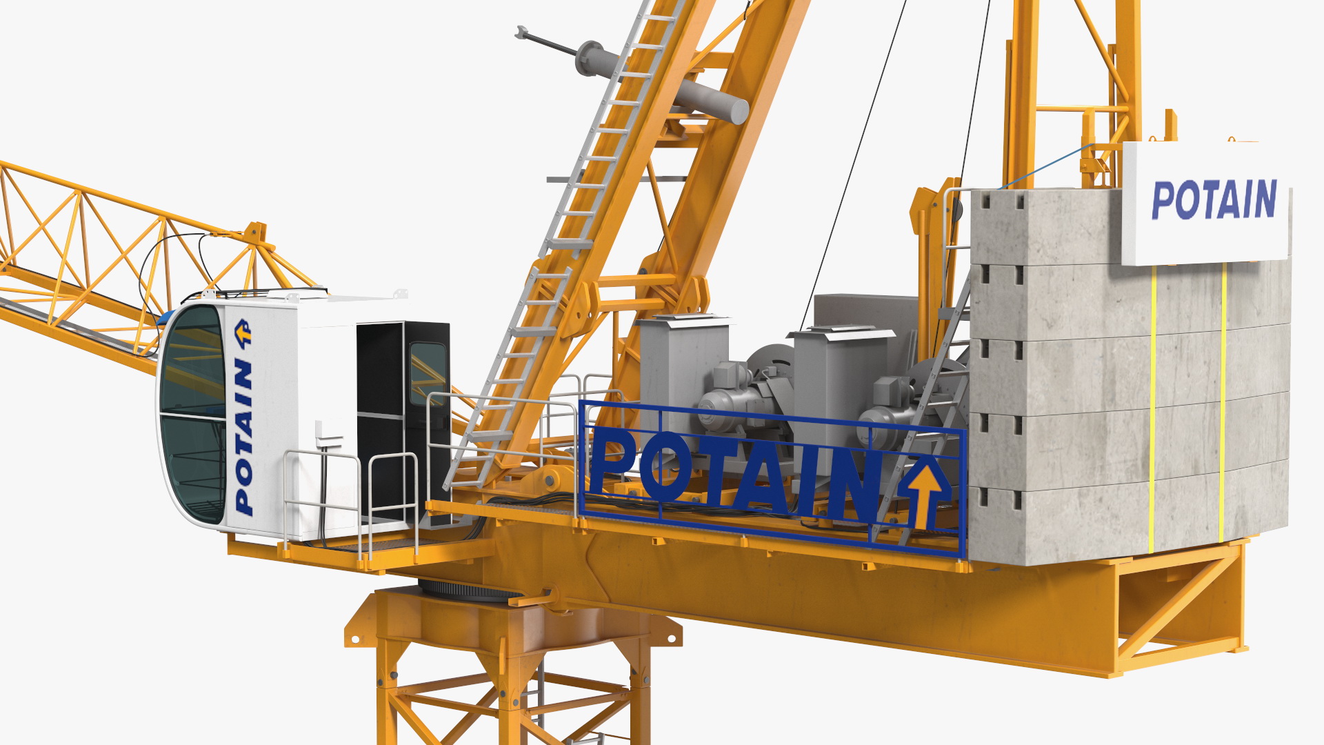 3D Potain MR 295 Tower Crane Rigged for Maya