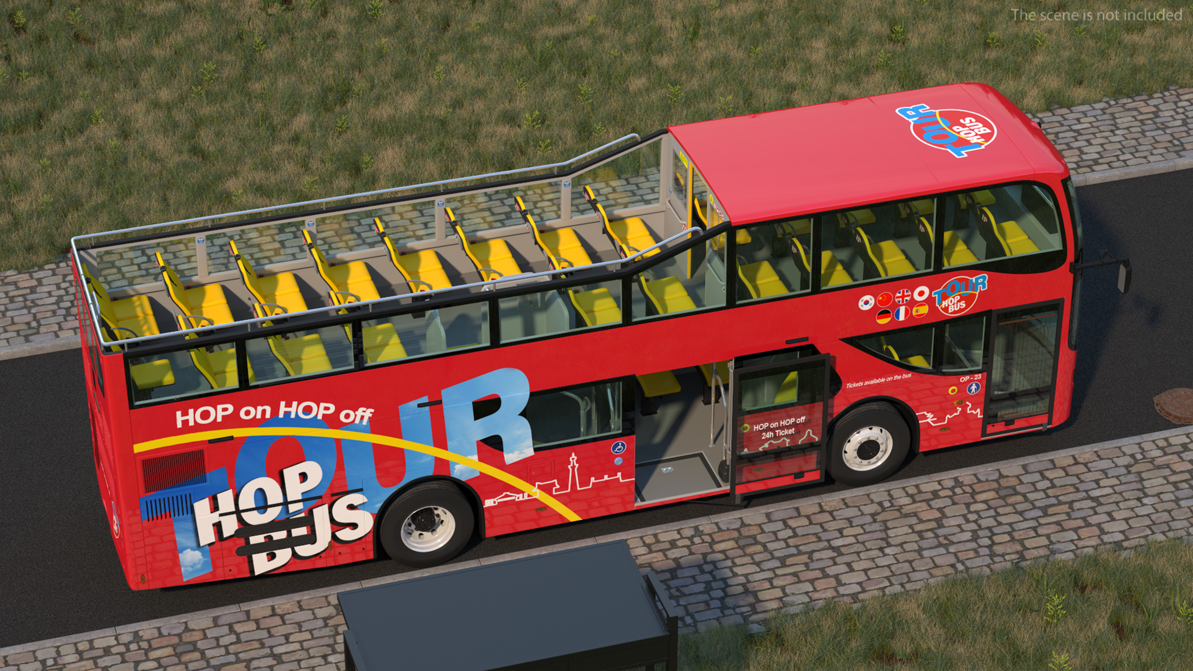 Open Air Double Decker Hop-On Hop-Off Tour Bus Rigged for Maya 3D