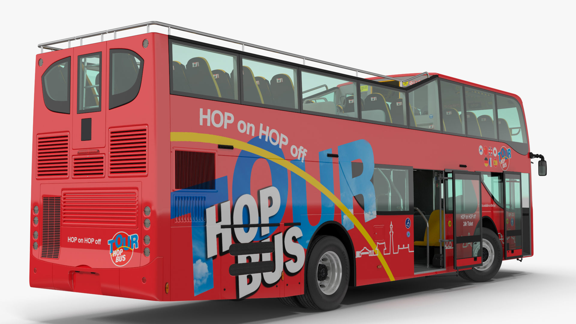 Open Air Double Decker Hop-On Hop-Off Tour Bus Rigged for Maya 3D
