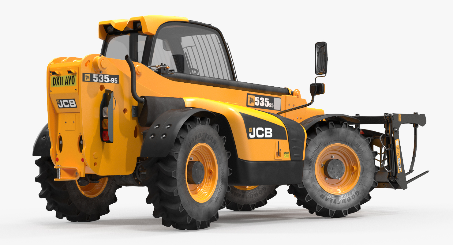 3D Hydraulic Telehandler Forklift JCB 535 Clean Rigged