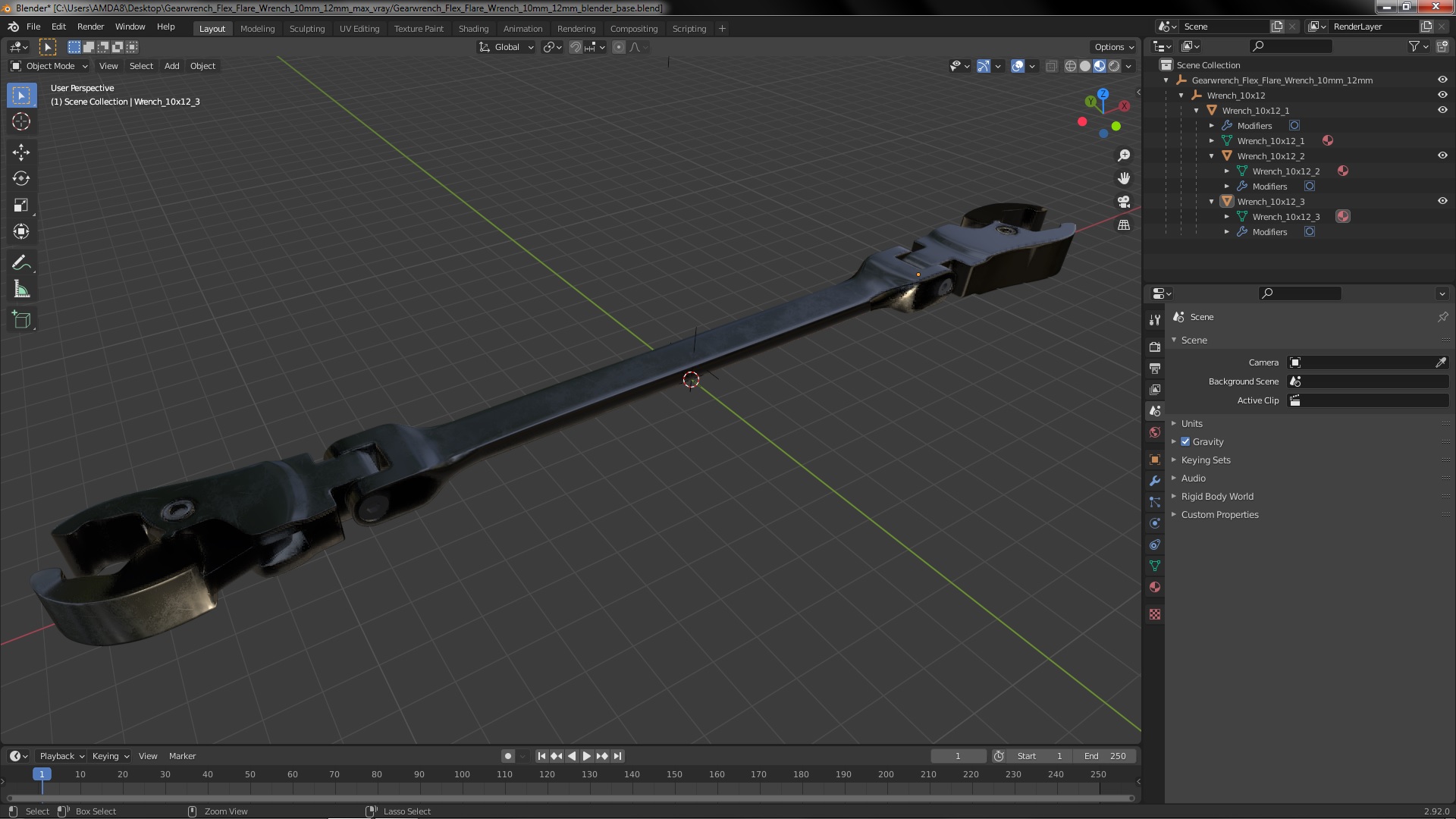3D Gearwrench Flex Flare Wrench 10mm 12mm model