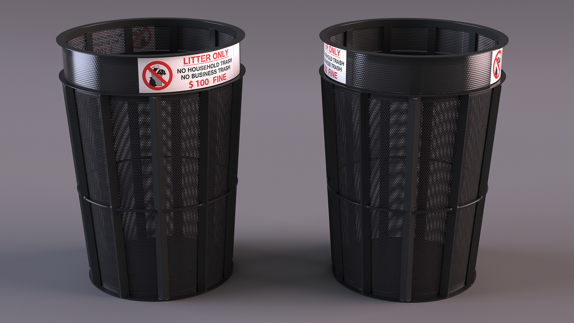 3D Public Park Litter Trash Can model