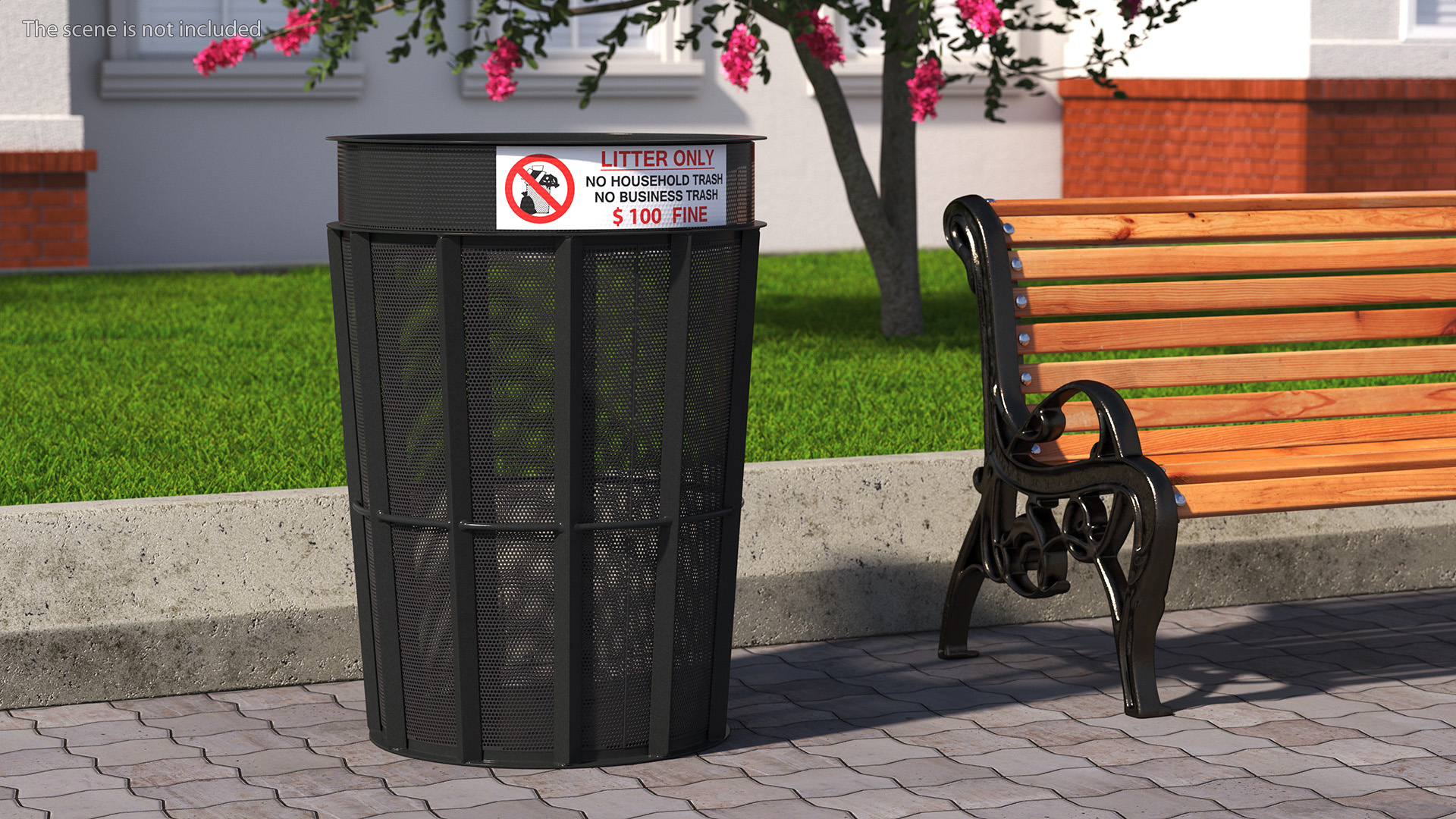 3D Public Park Litter Trash Can model