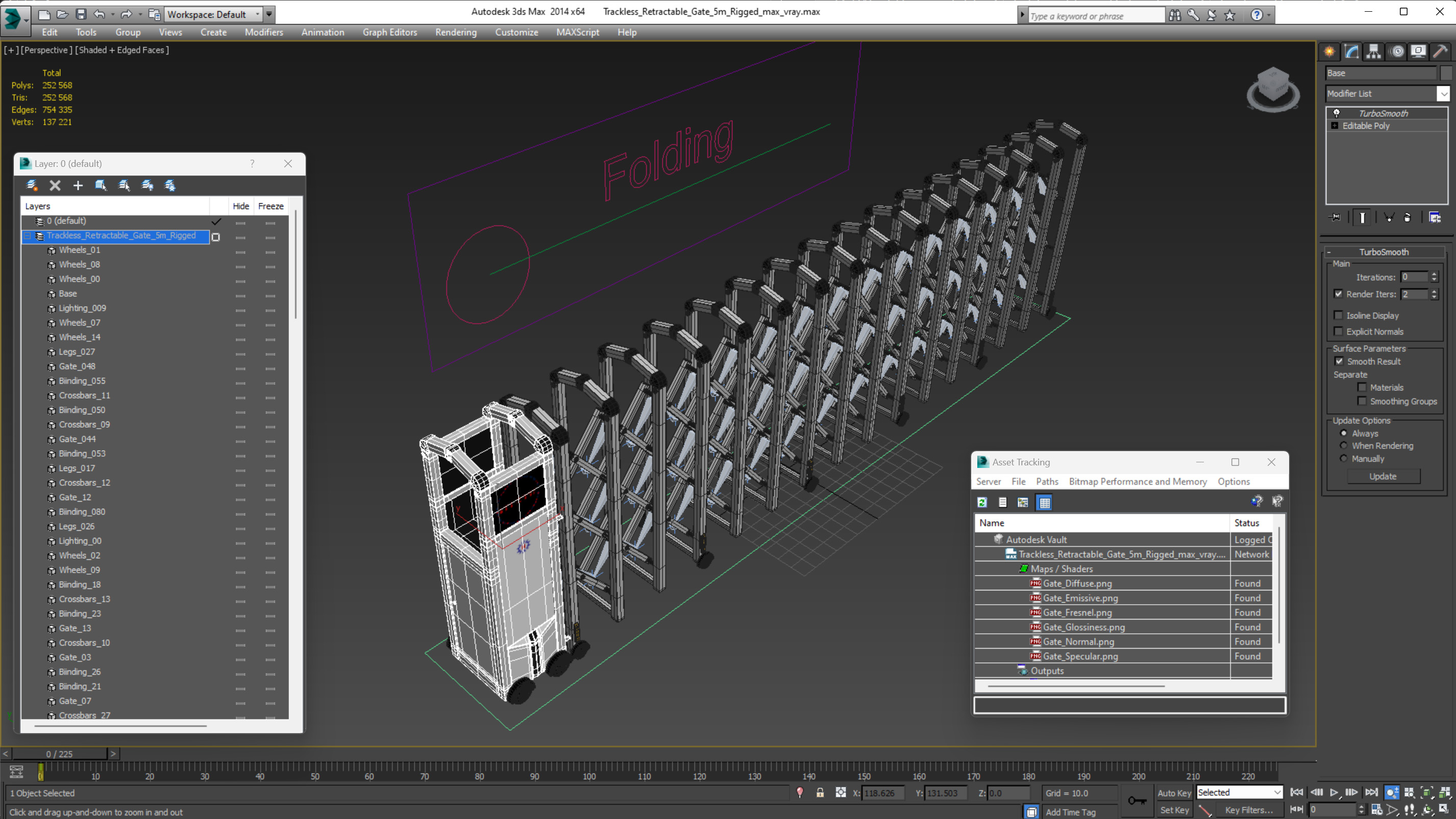 3D Trackless Retractable Gate 5m Rigged