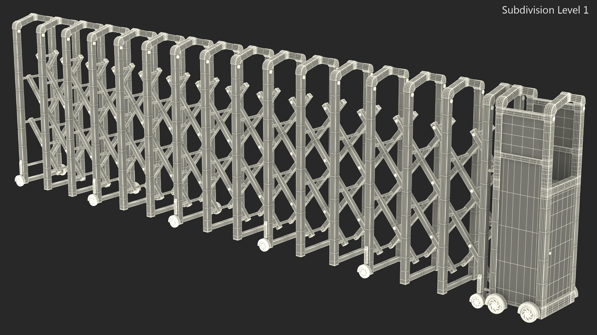 3D Trackless Retractable Gate 5m Rigged