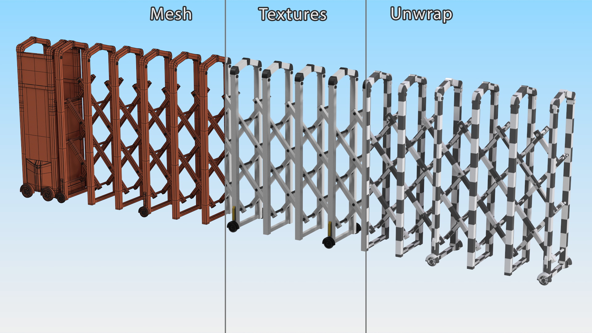 3D Trackless Retractable Gate 5m Rigged