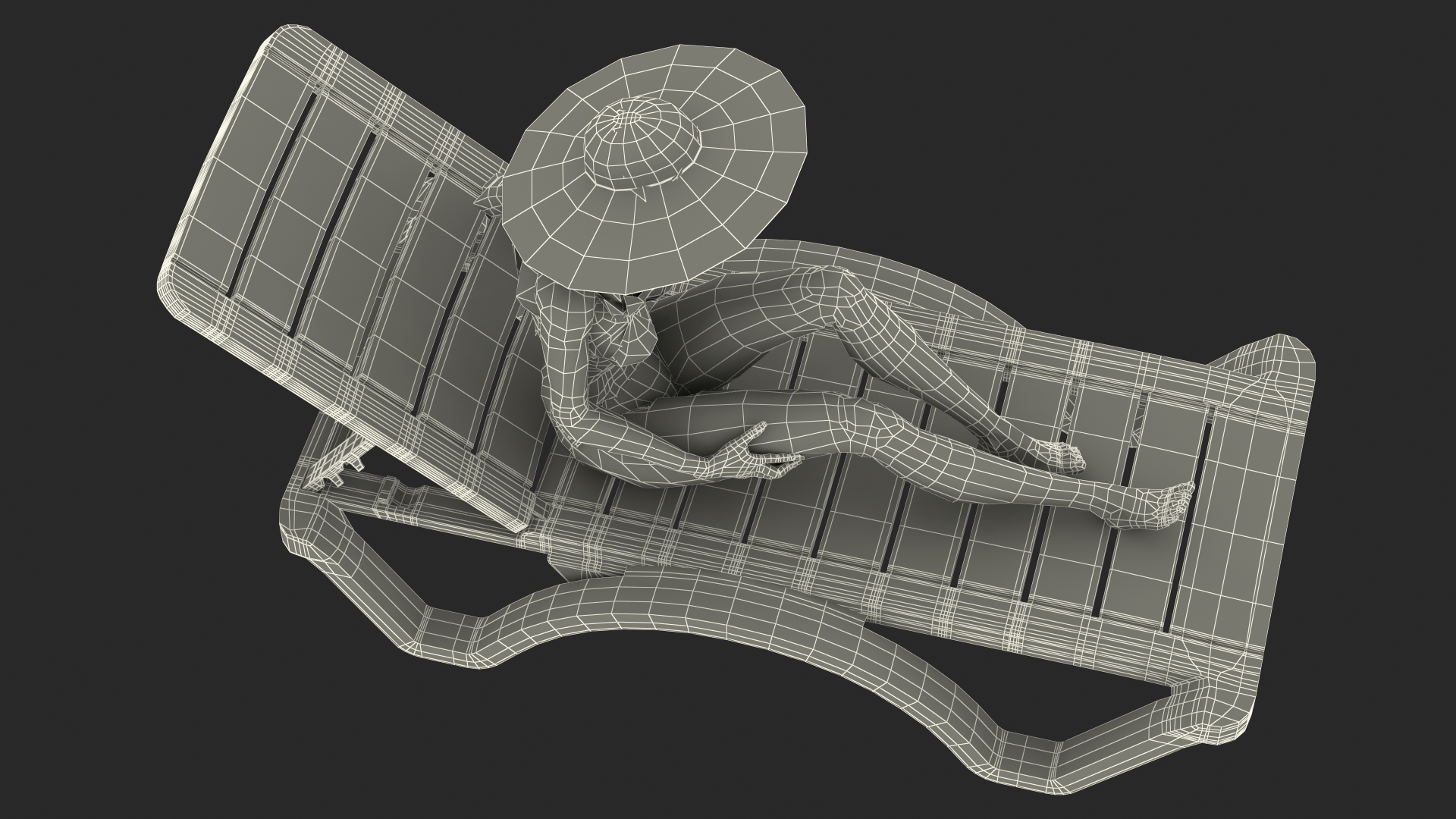 3D model Women in Bikini Lying on Chaise Lounge Rigged