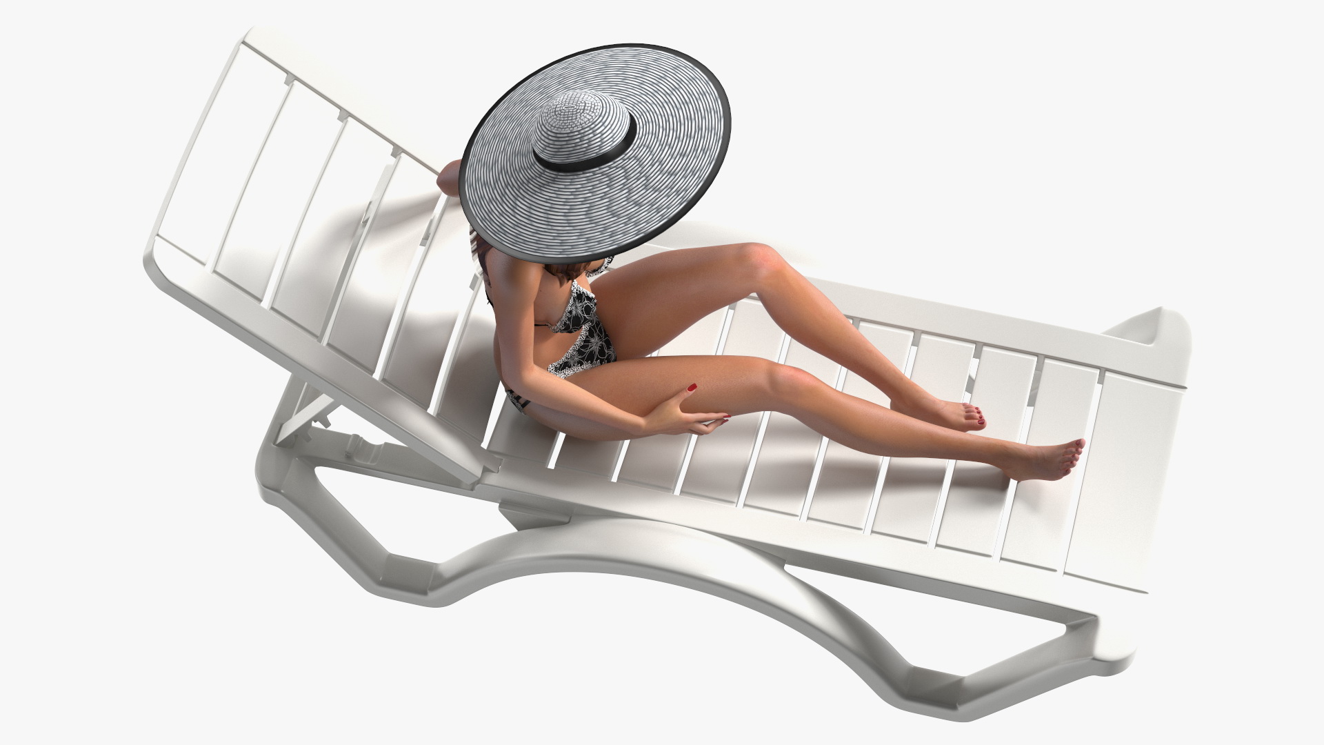 3D model Women in Bikini Lying on Chaise Lounge Rigged