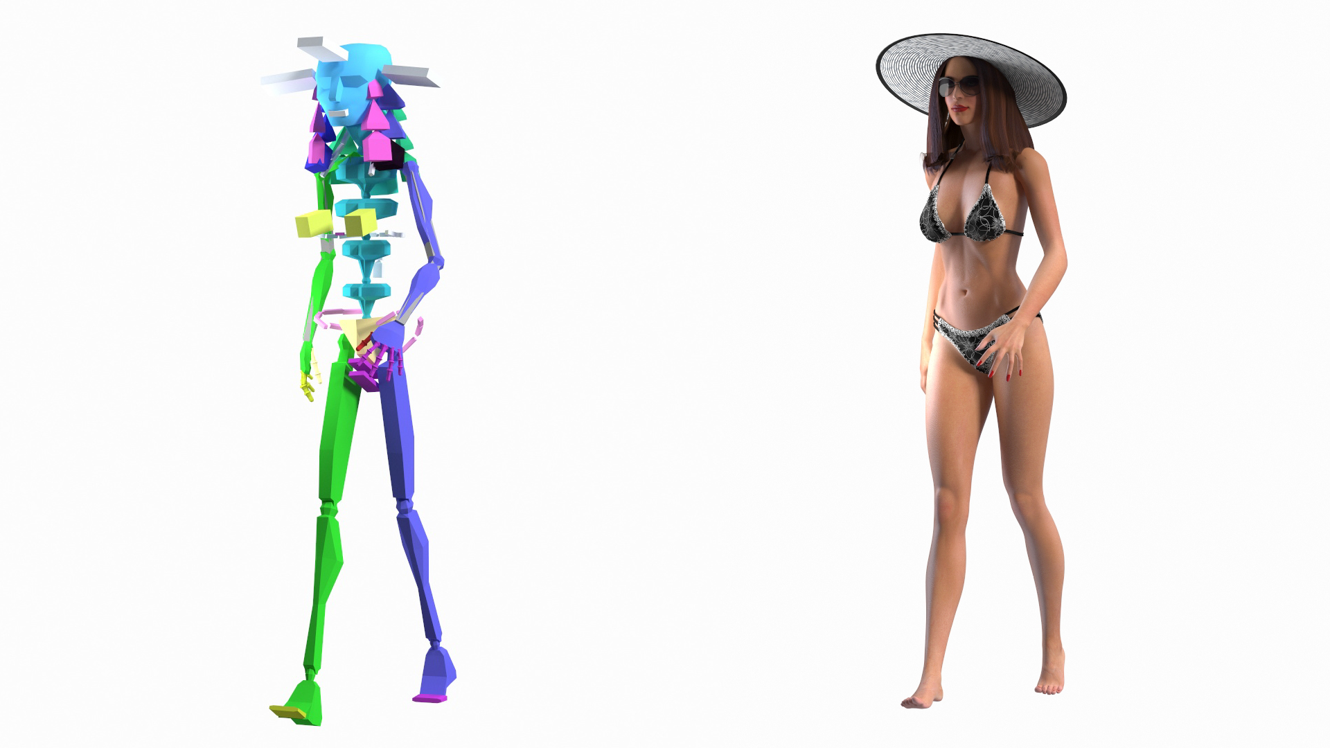 3D model Women in Bikini Lying on Chaise Lounge Rigged
