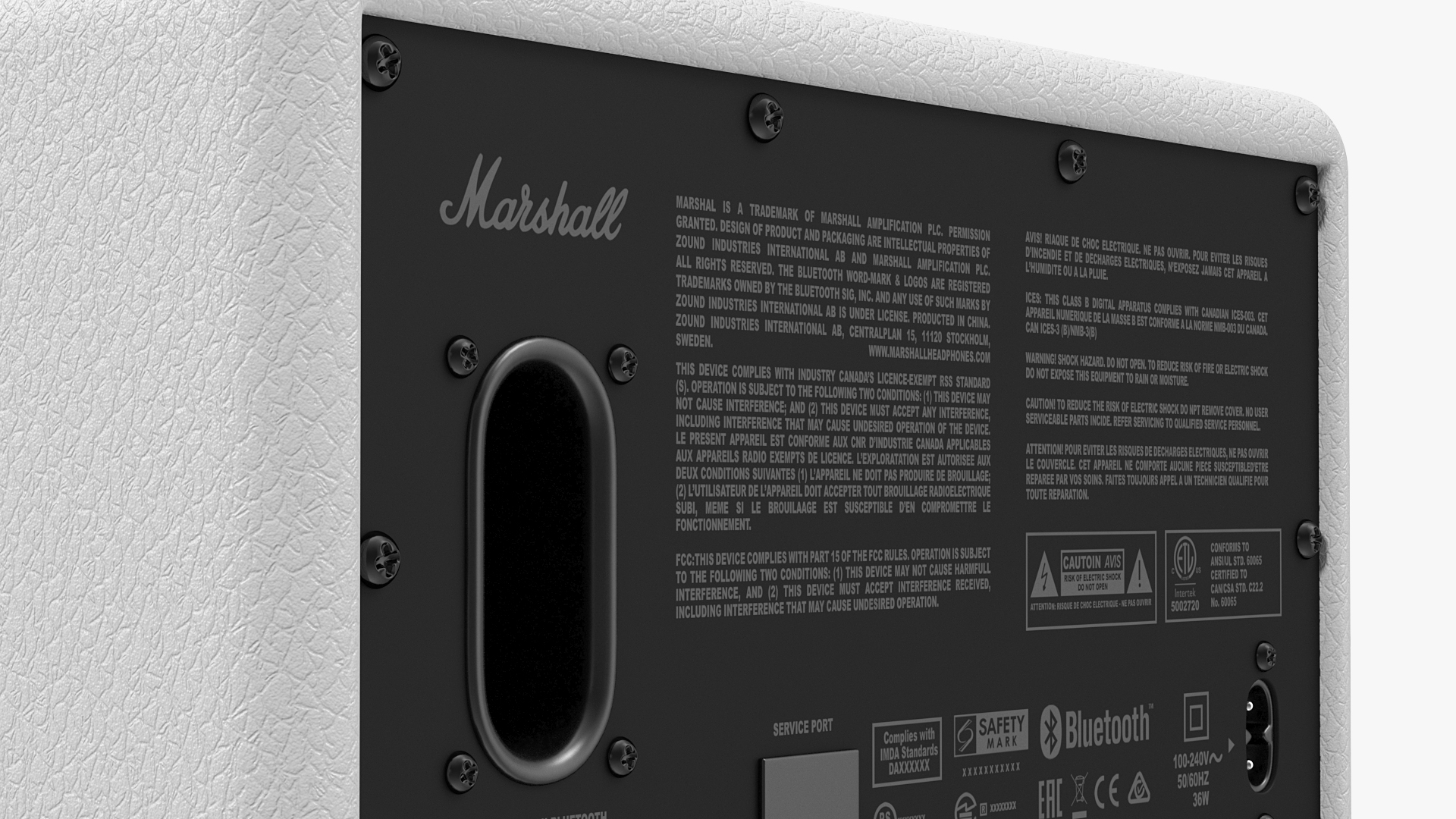 Marshall Acton II Wireless Wi-Fi Smart Speaker White 3D