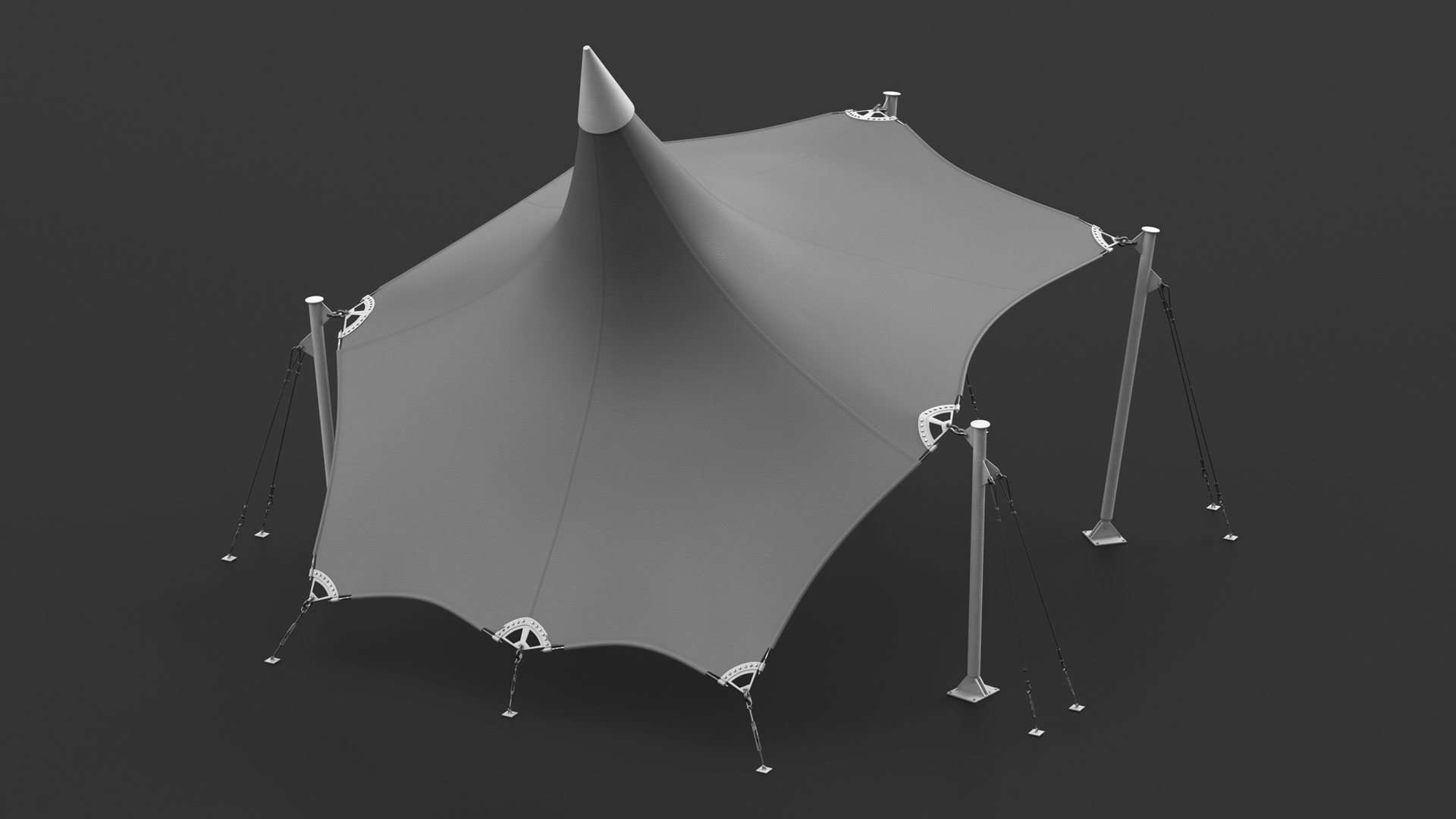 Tensile Fabric Tent Grey 3D model