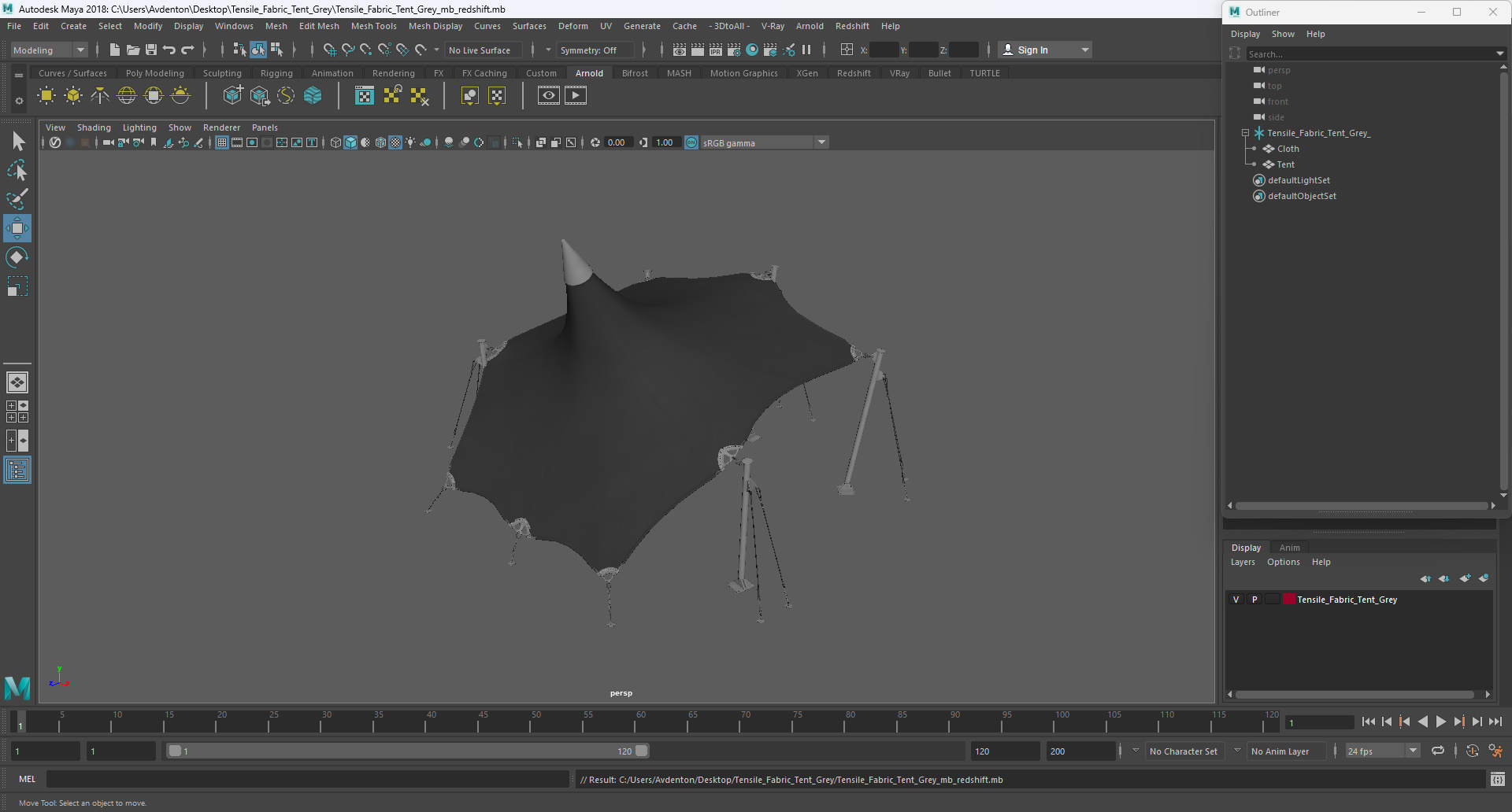 Tensile Fabric Tent Grey 3D model