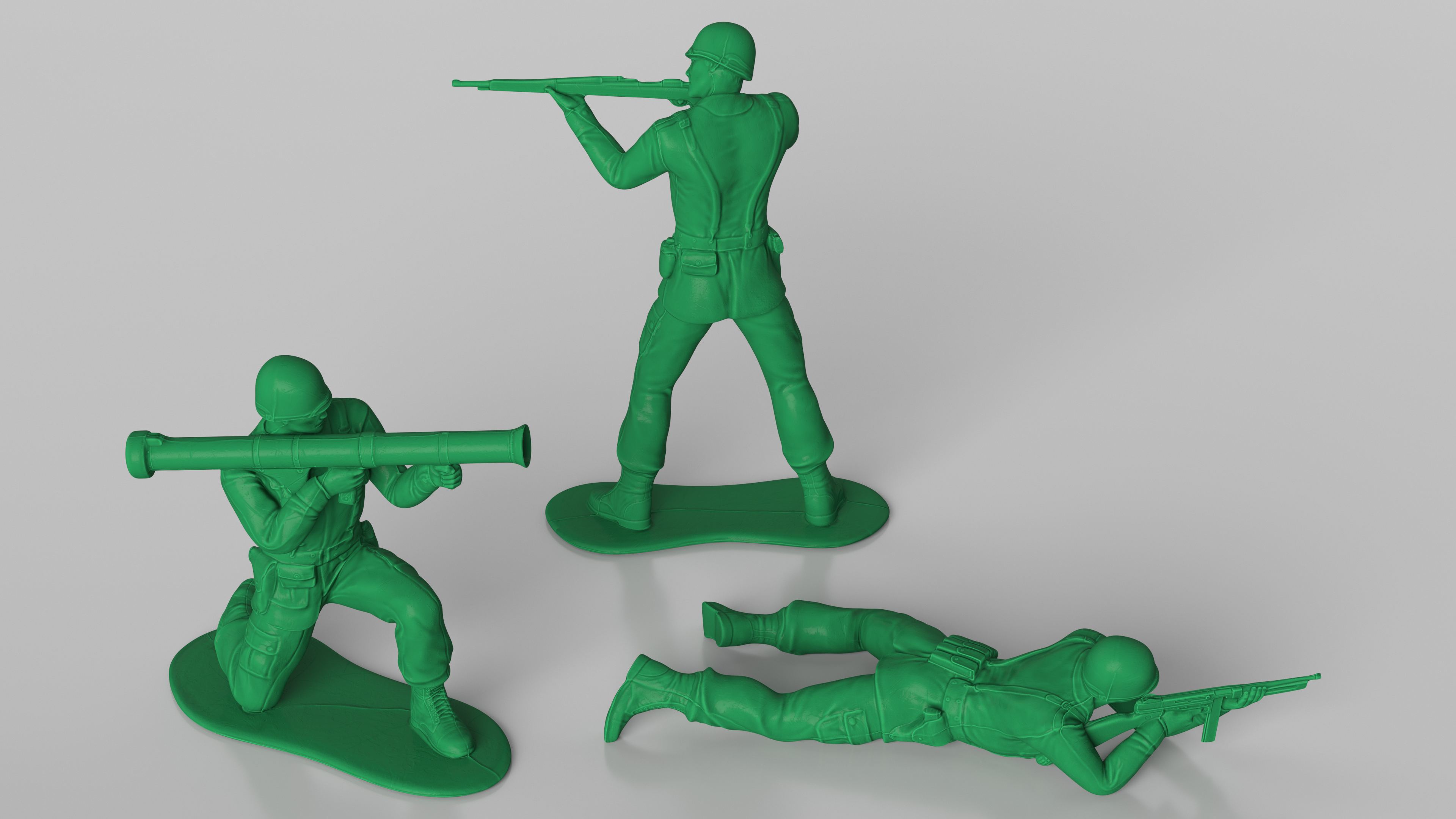 Vintage Green Plastic Toy Soldier Set 3D
