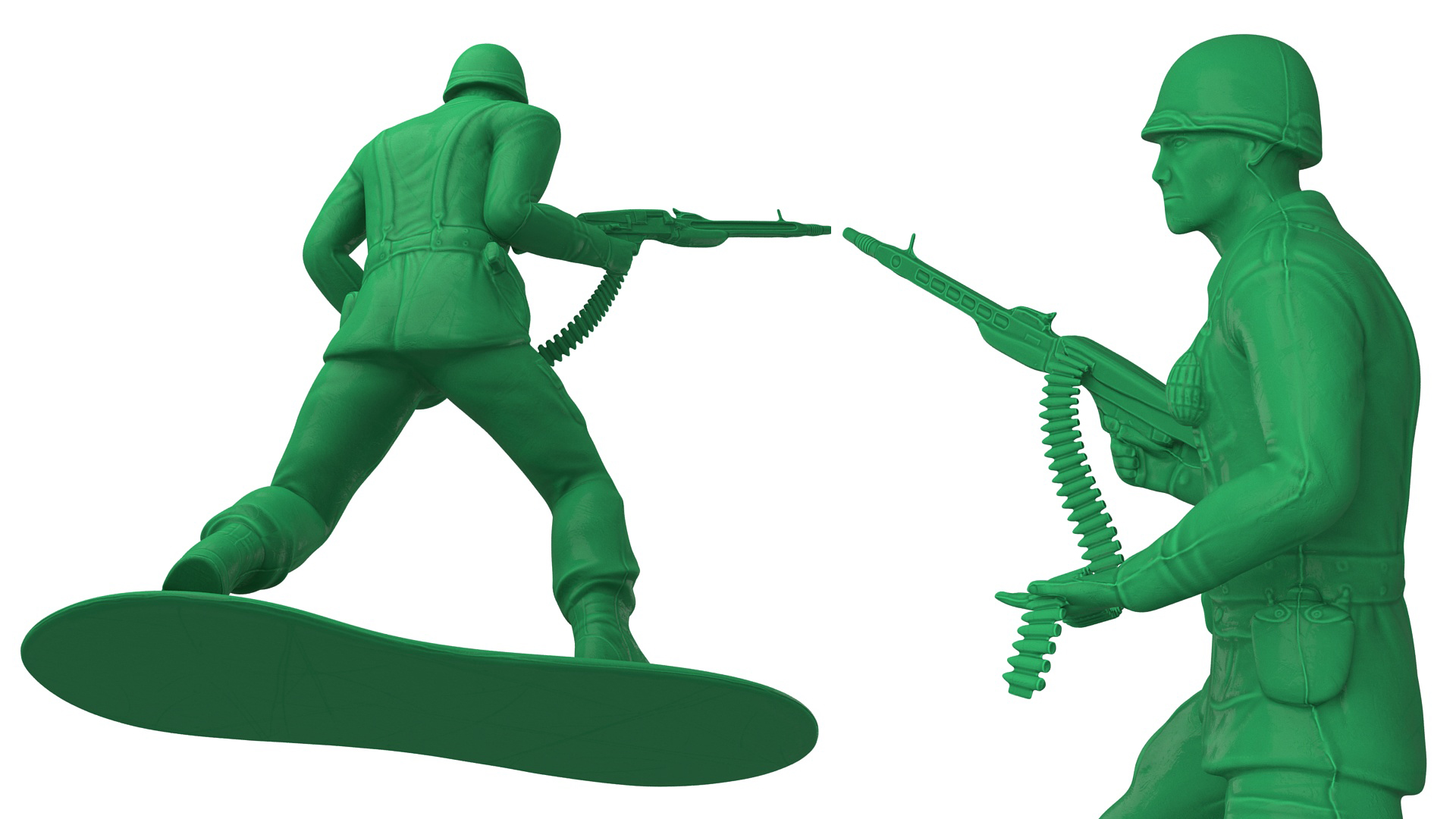 Vintage Green Plastic Toy Soldier Set 3D