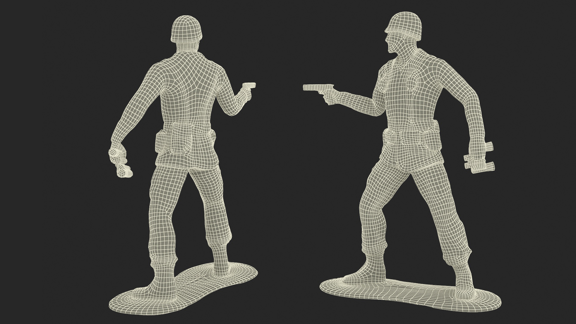 Vintage Green Plastic Toy Soldier Set 3D