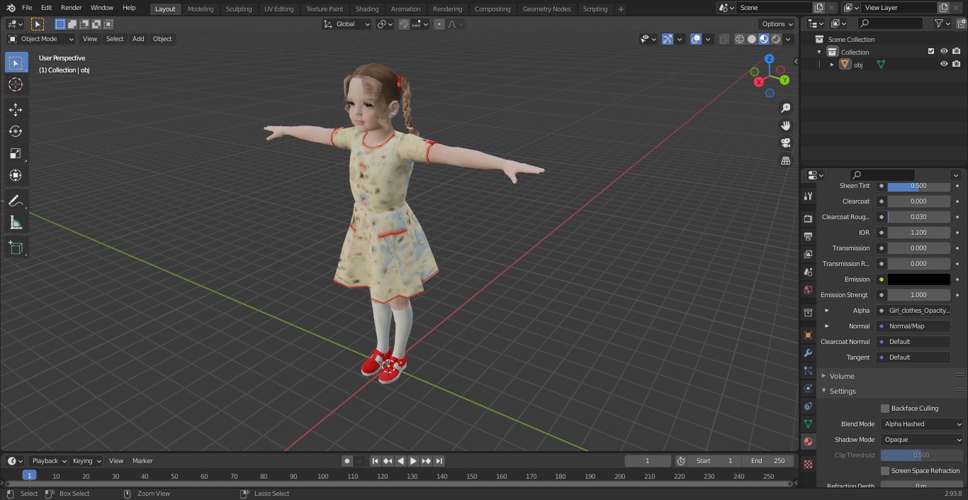 Child Girl T-pose 3D