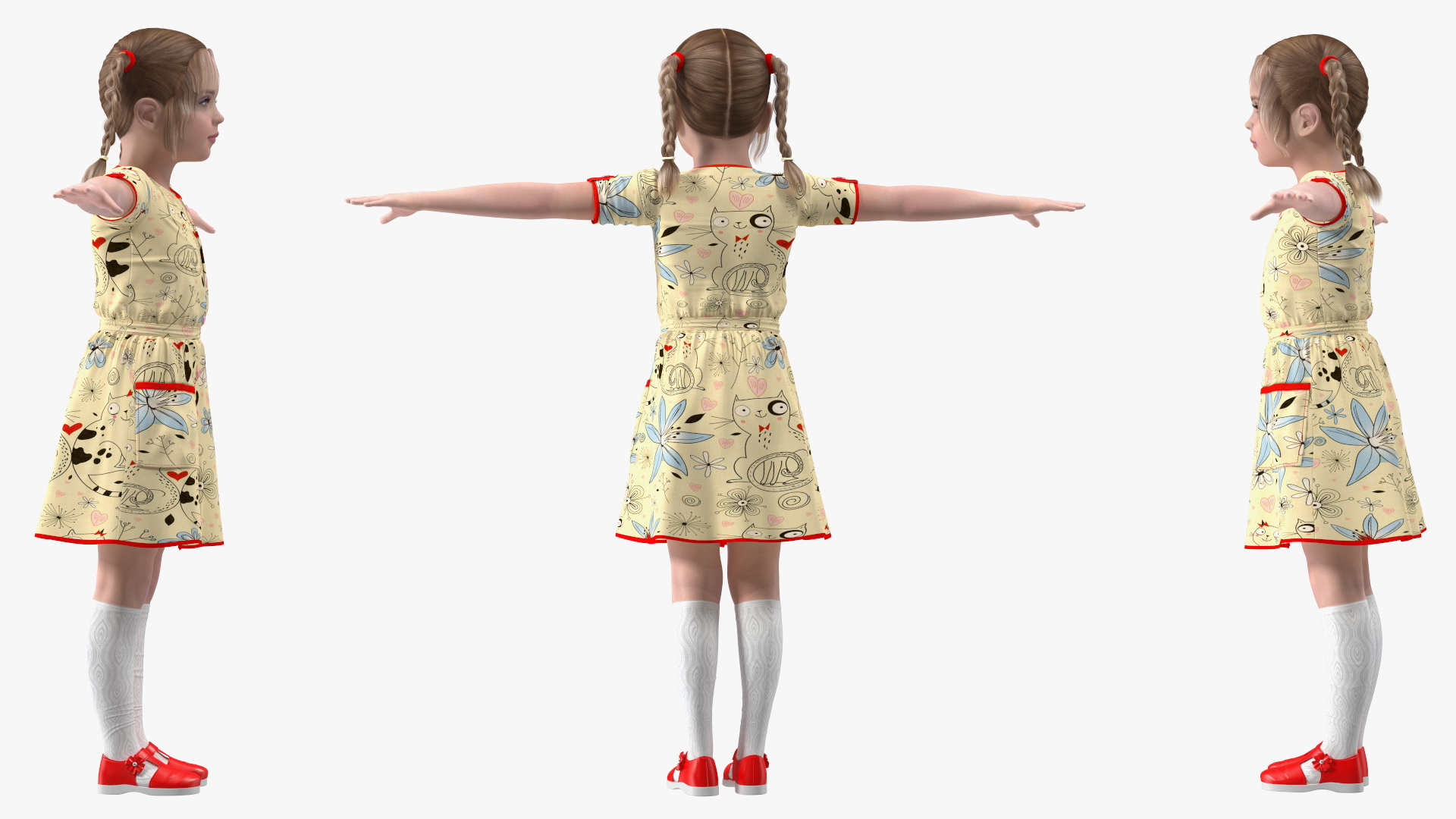 Child Girl T-pose 3D
