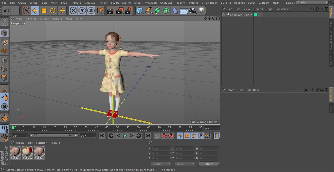 Child Girl T-pose 3D