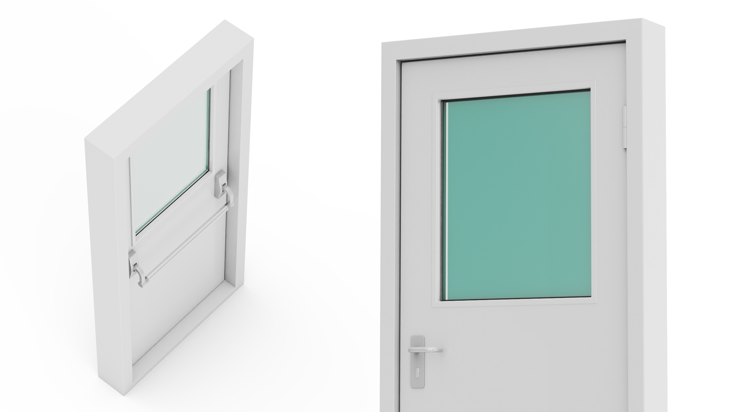 3D Grey Fire Exit Door Single with Panic Bar