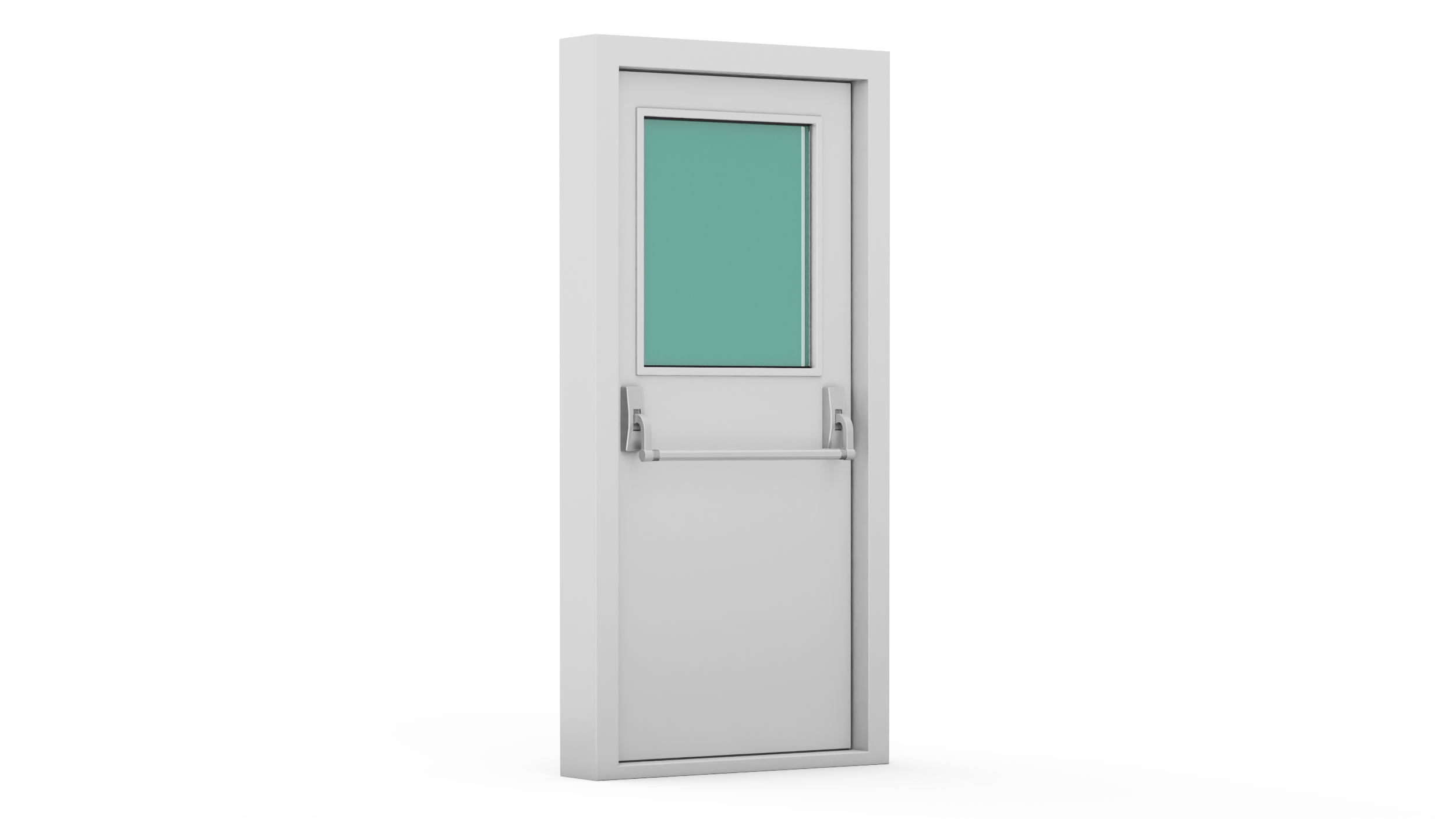 3D Grey Fire Exit Door Single with Panic Bar