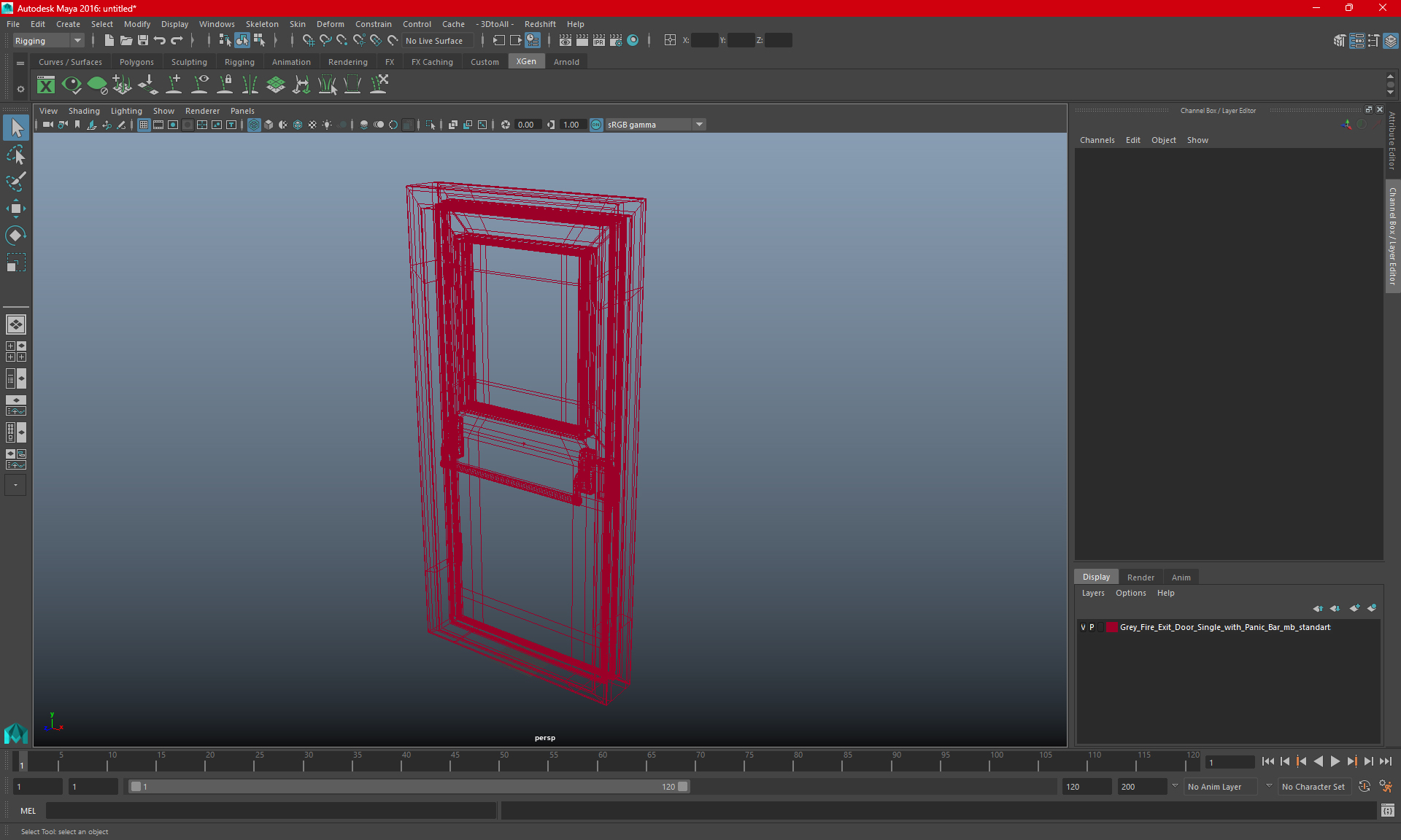 3D Grey Fire Exit Door Single with Panic Bar