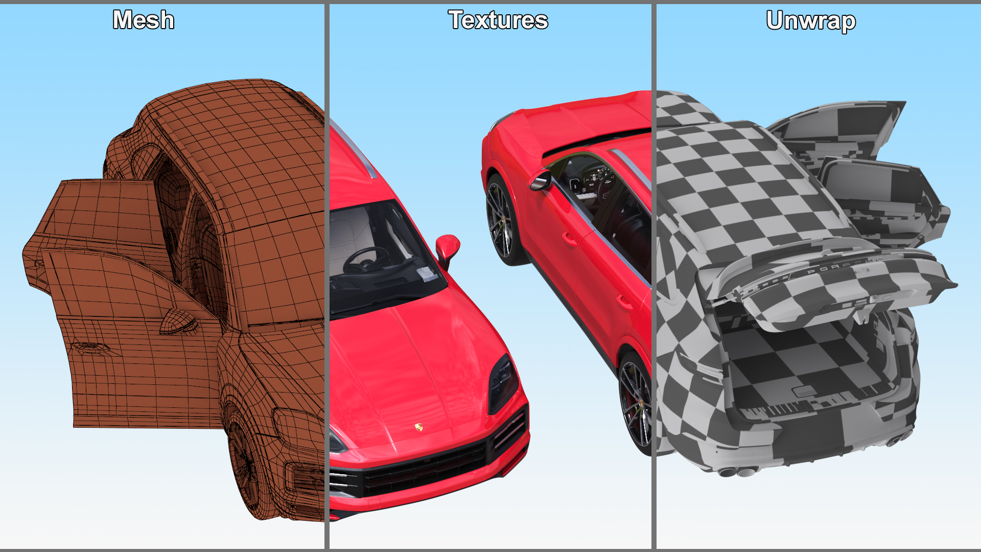 Porsche Cayenne Turbo E-Hybrid Carmine Red Rigged 3D model