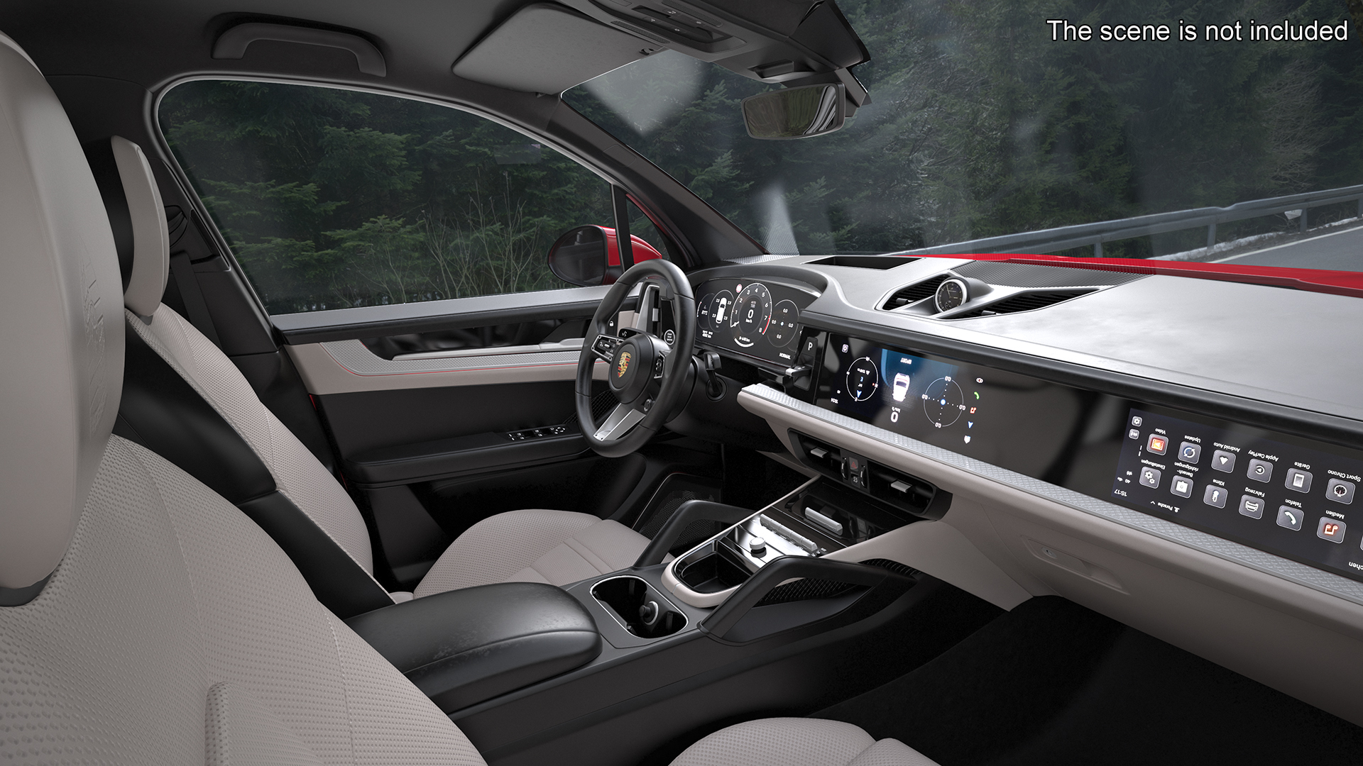 Porsche Cayenne Turbo E-Hybrid Carmine Red Rigged 3D model