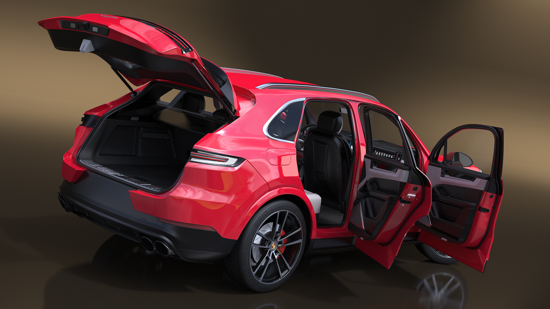 Porsche Cayenne Turbo E-Hybrid Carmine Red Rigged 3D model