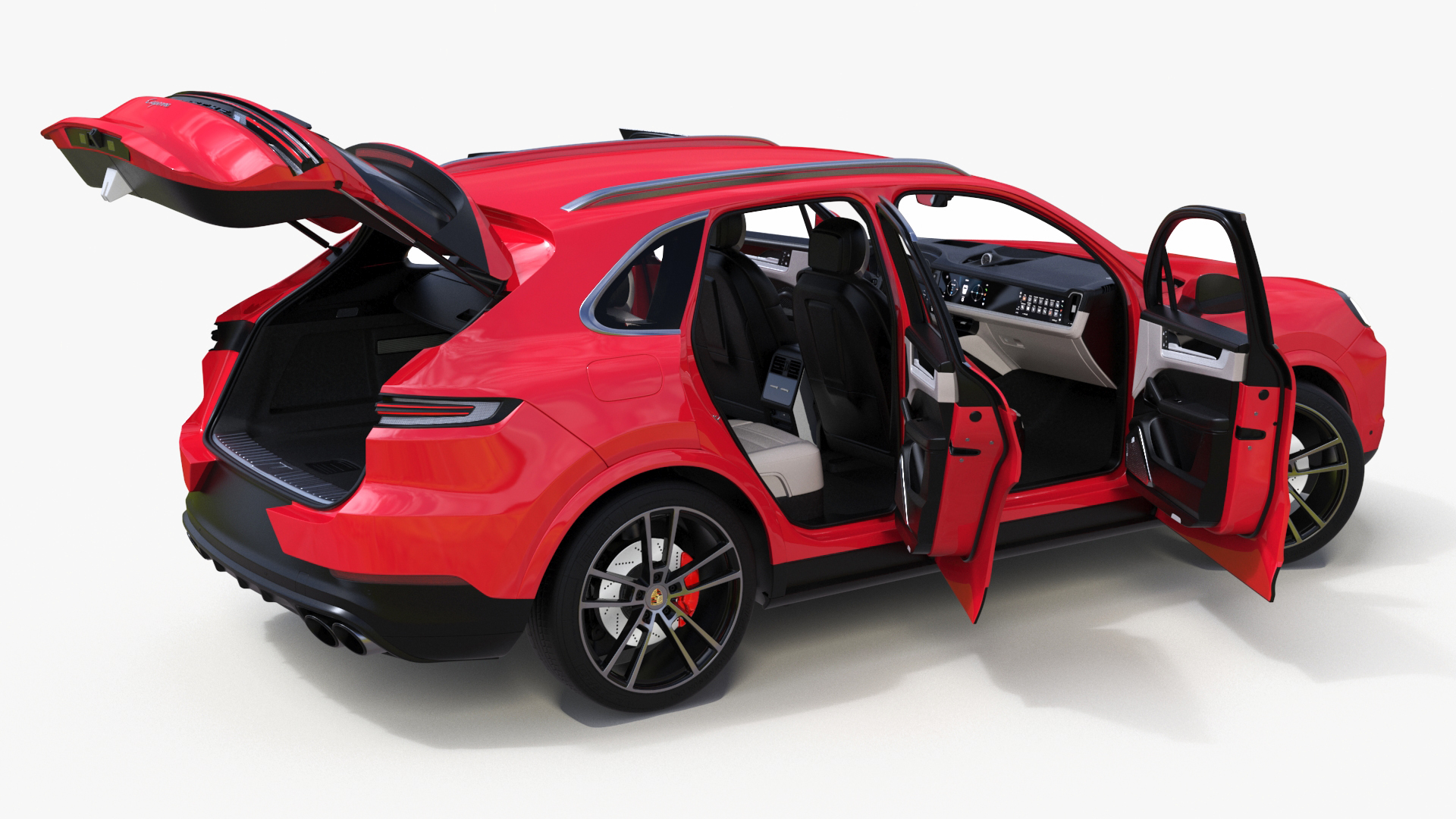 Porsche Cayenne Turbo E-Hybrid Carmine Red Rigged 3D model