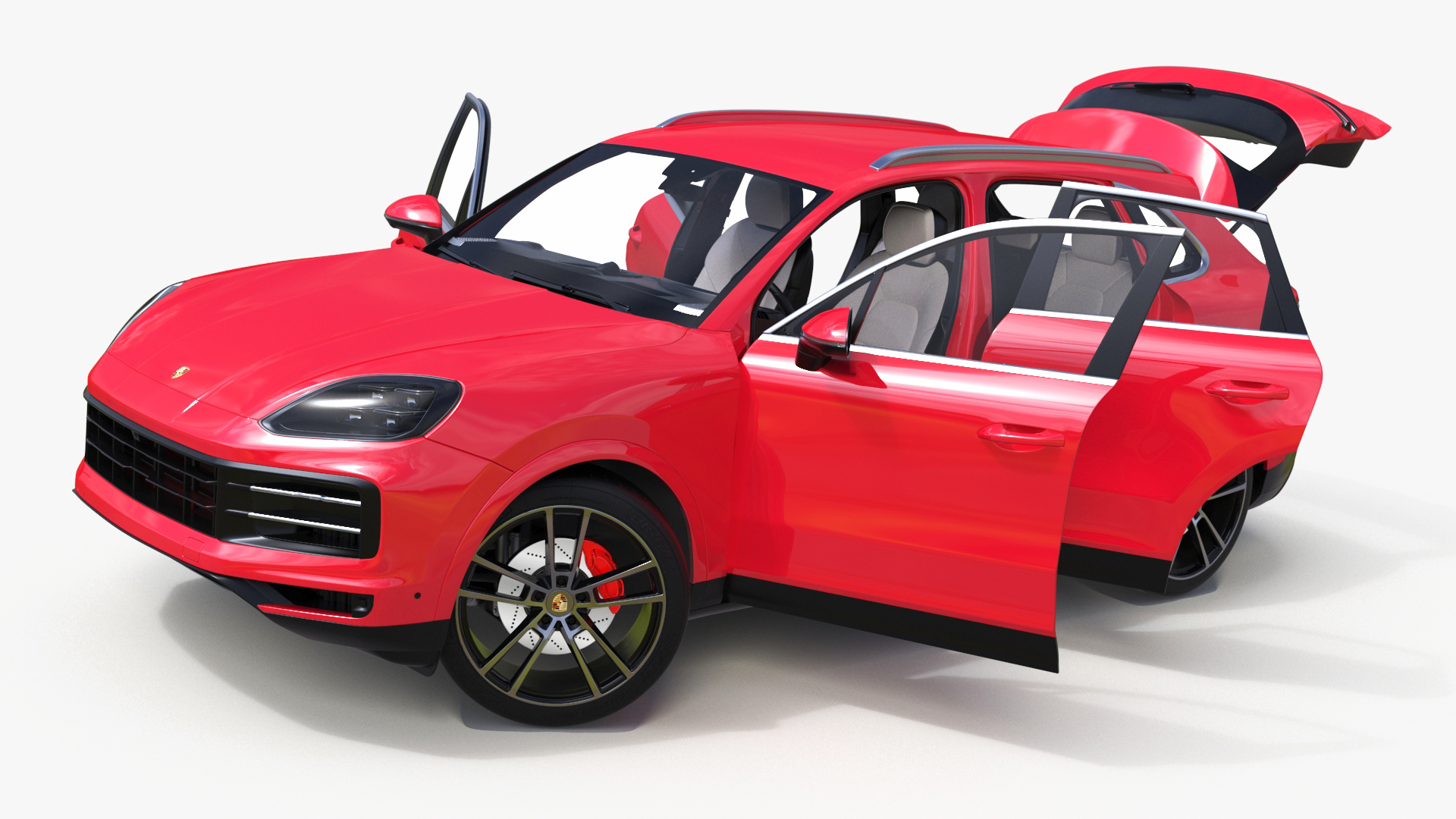 Porsche Cayenne Turbo E-Hybrid Carmine Red Rigged 3D model