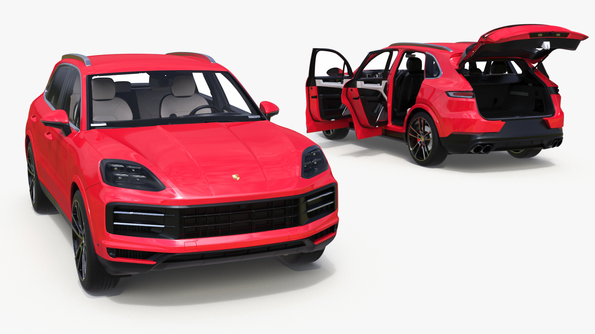 Porsche Cayenne Turbo E-Hybrid Carmine Red Rigged 3D model