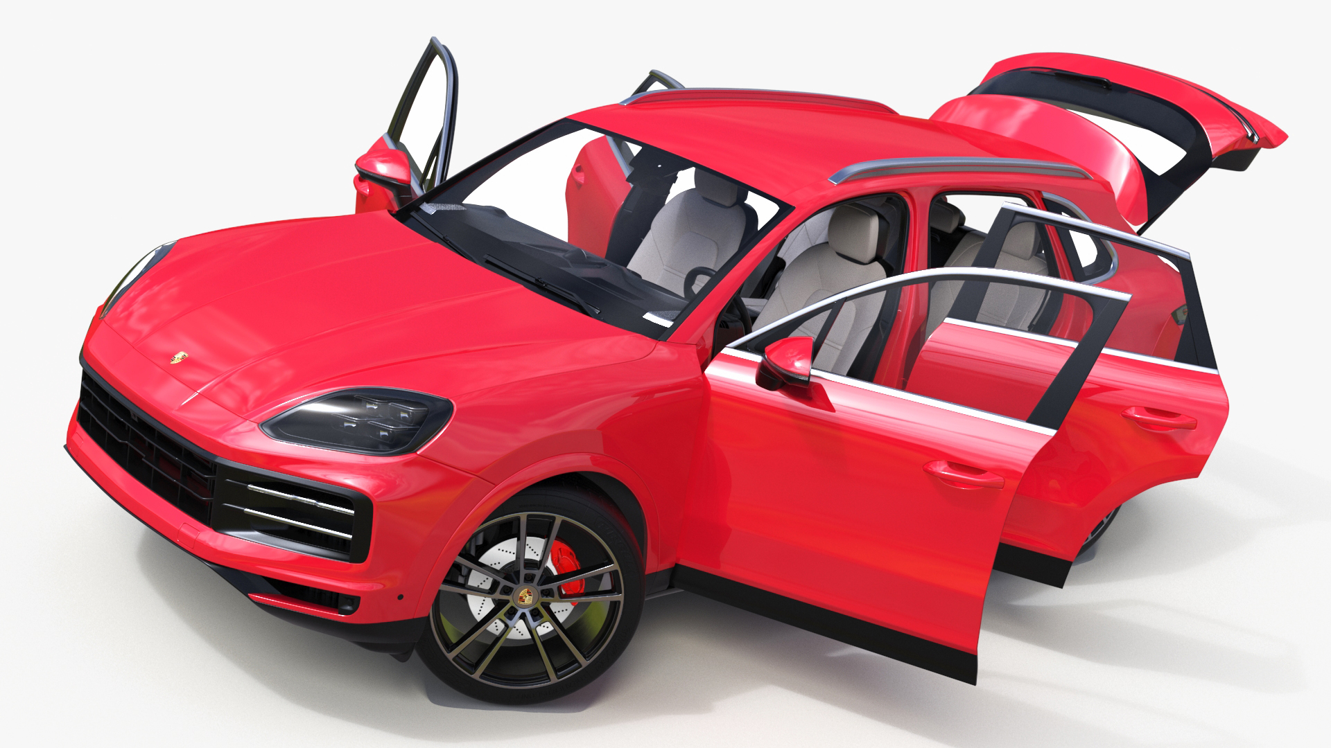 Porsche Cayenne Turbo E-Hybrid Carmine Red Rigged 3D model
