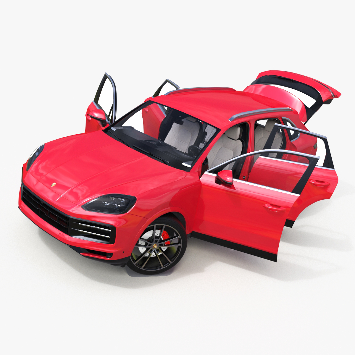 Porsche Cayenne Turbo E-Hybrid Carmine Red Rigged 3D model