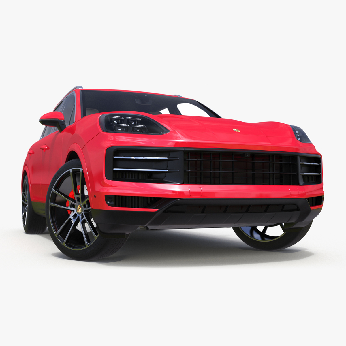 Porsche Cayenne Turbo E-Hybrid Carmine Red Rigged 3D model