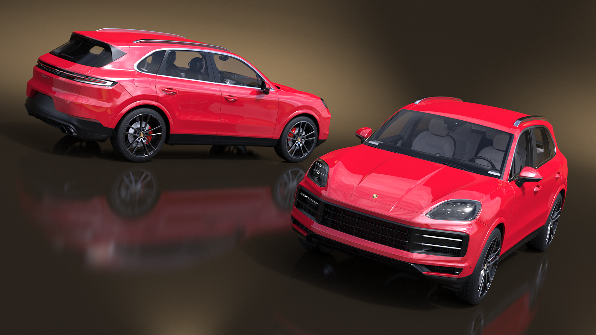 Porsche Cayenne Turbo E-Hybrid Carmine Red Rigged 3D model
