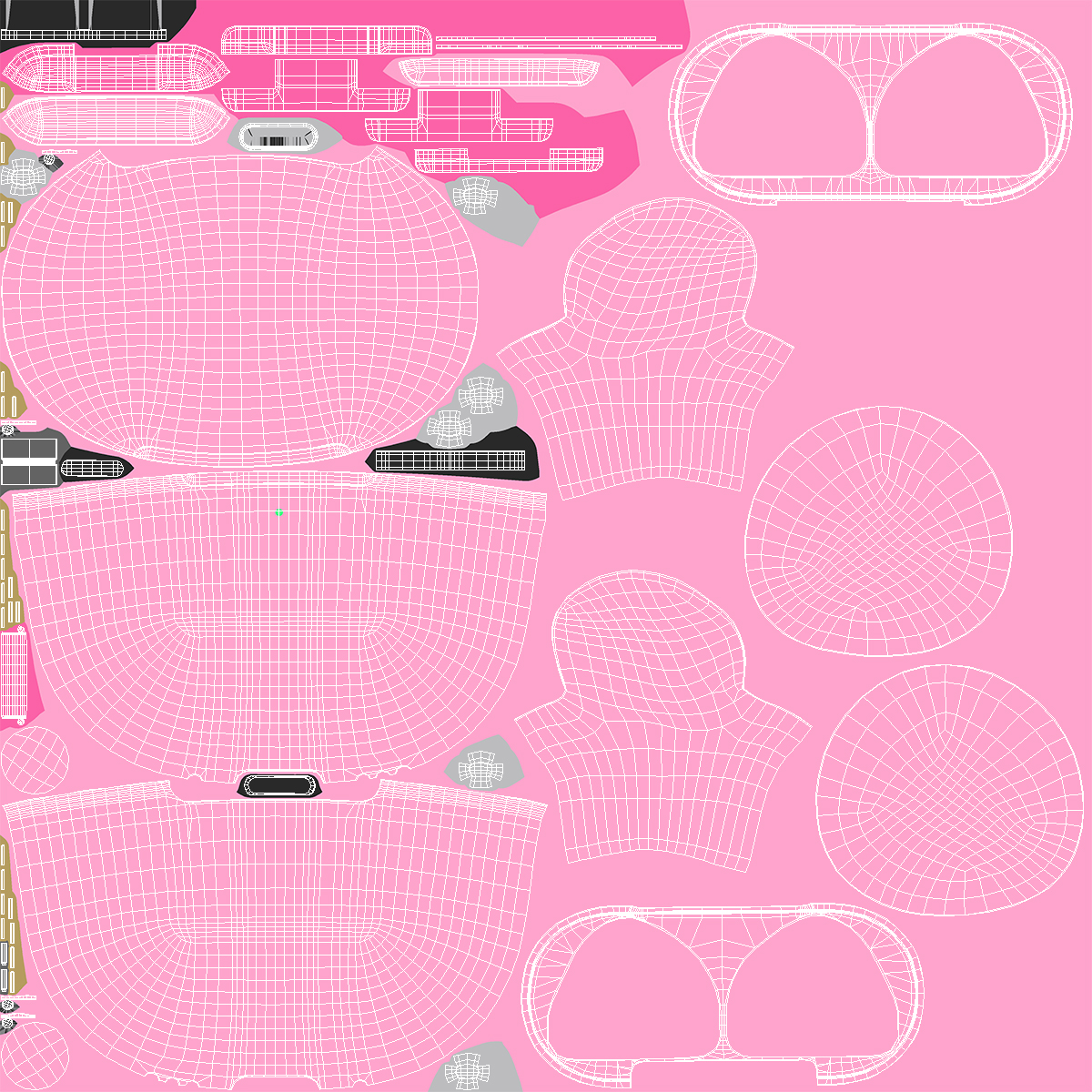 3D Pink Wireless Earbuds in Charging Case model
