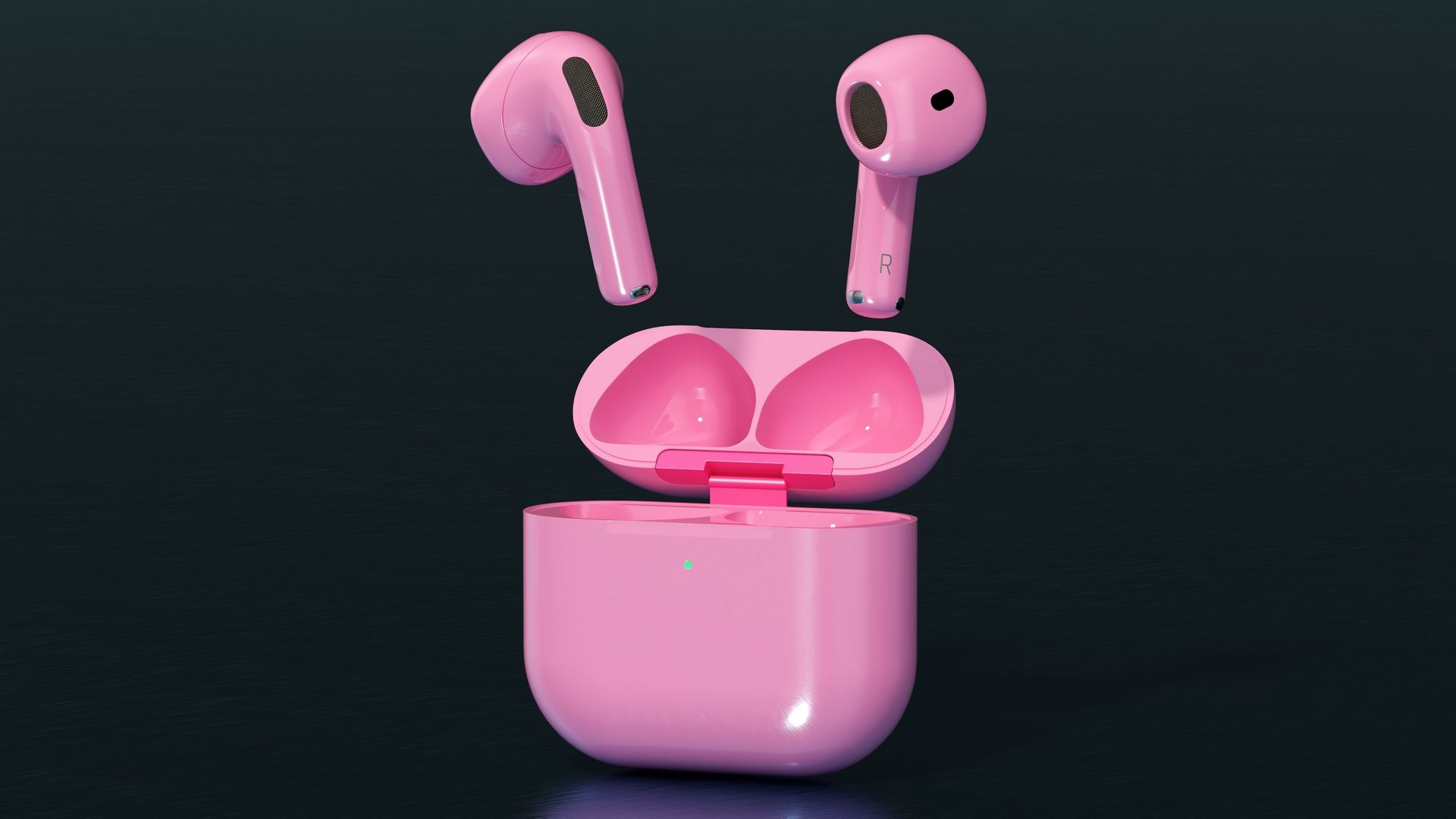 3D Pink Wireless Earbuds in Charging Case model