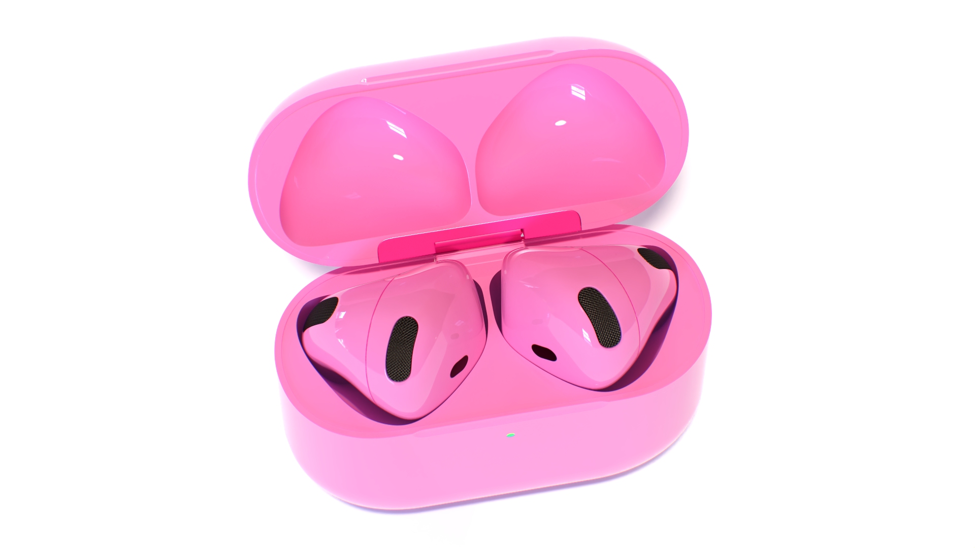 3D Pink Wireless Earbuds in Charging Case model